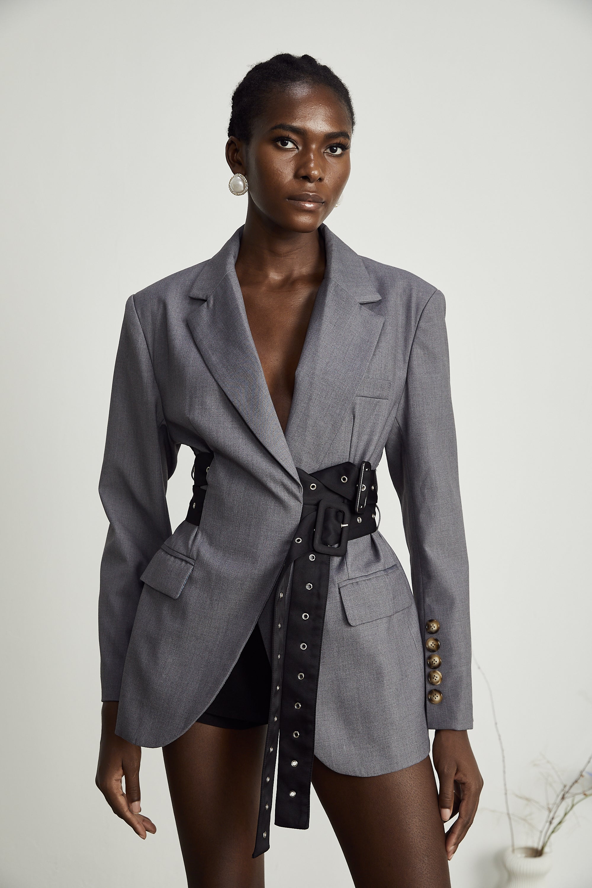 Belted-Waist Blazer