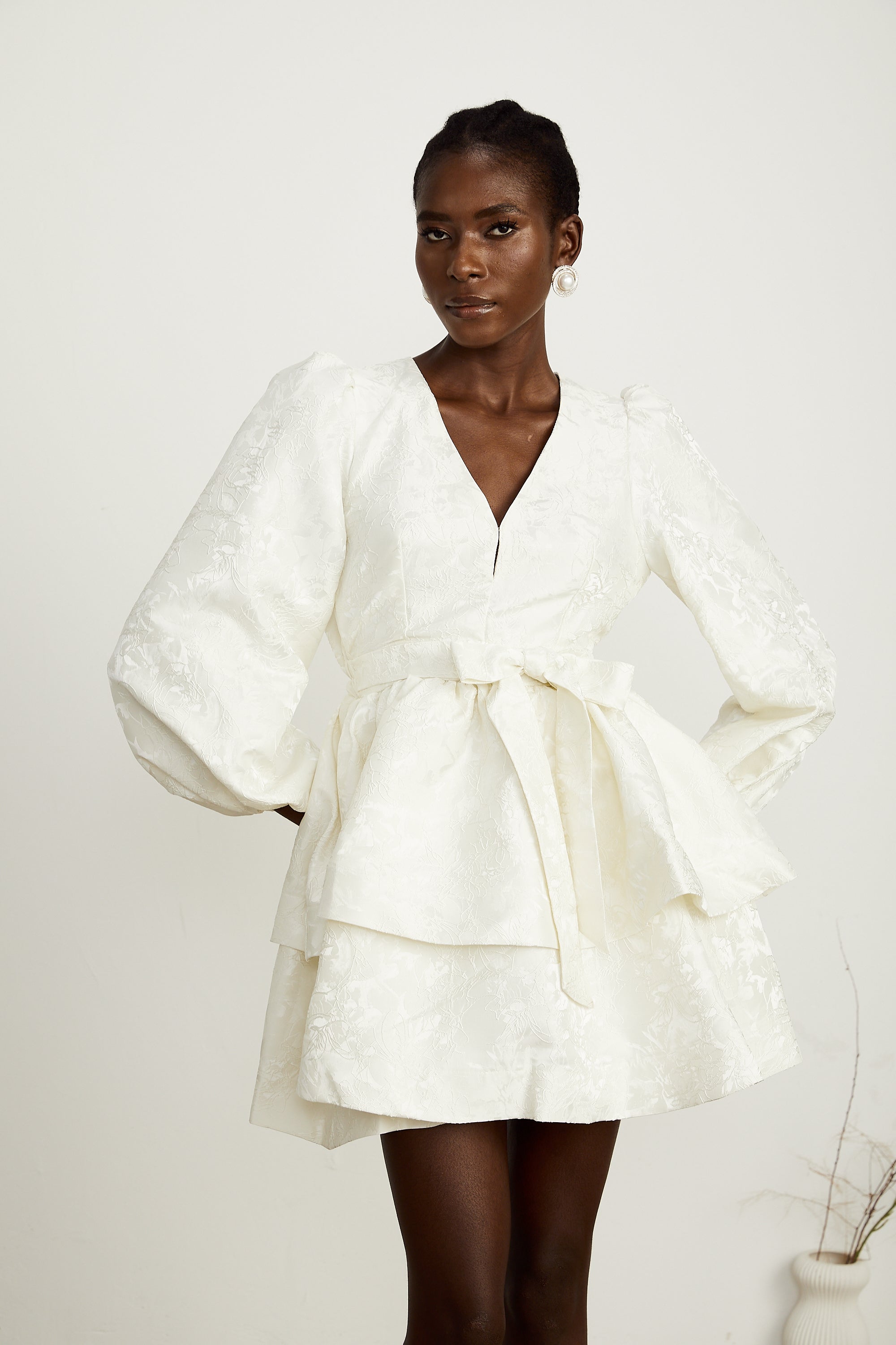 Colette white jacquard tiered mini dress – Miss Rosier - Women's
