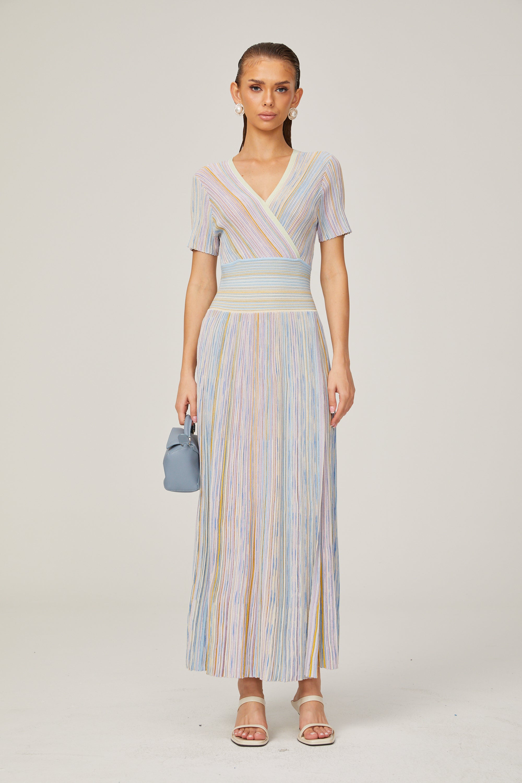 Diane contrast-color pinstripe rib-knit midi dress – Miss Rosier