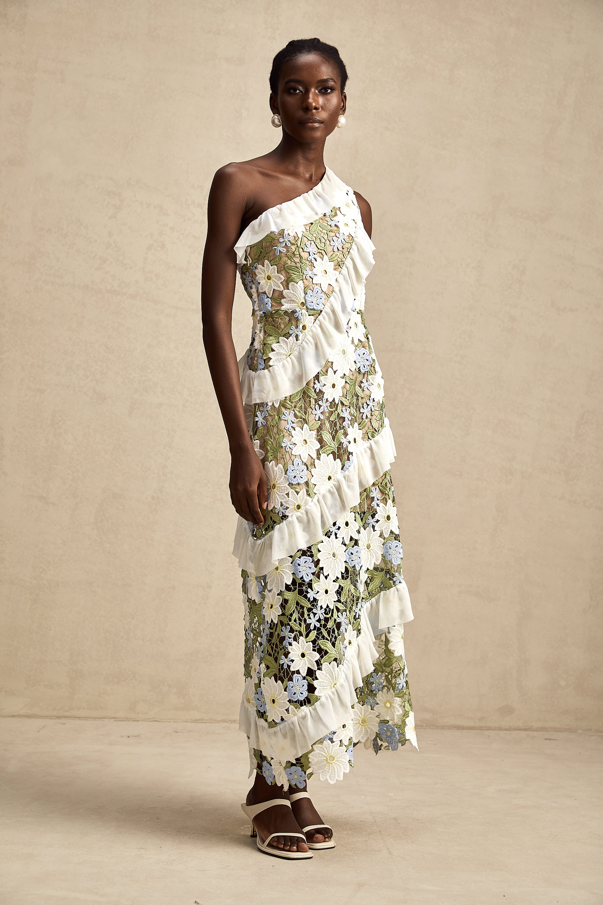 Clémence floral embroidered midi dress – Miss Rosier - Women's