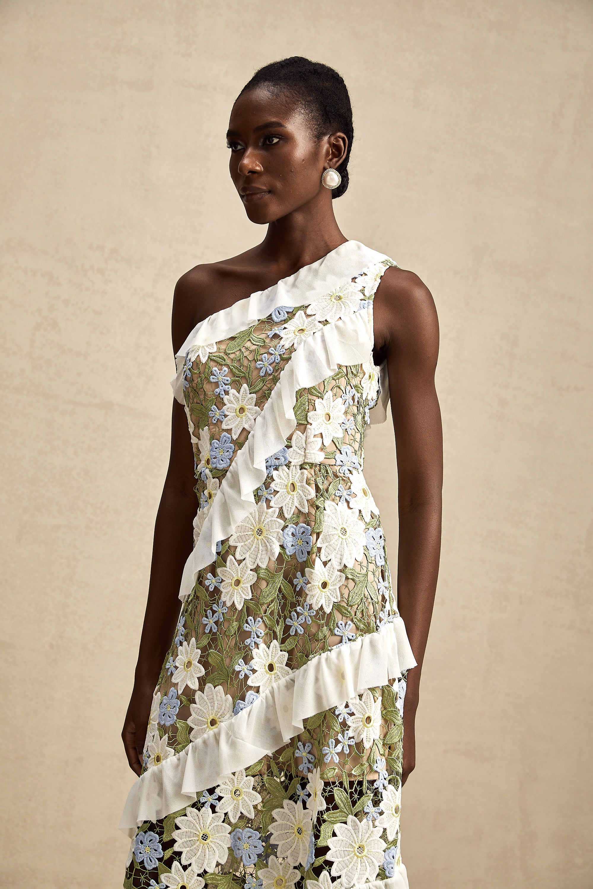 Clémence floral embroidered midi dress – Miss Rosier - Women's