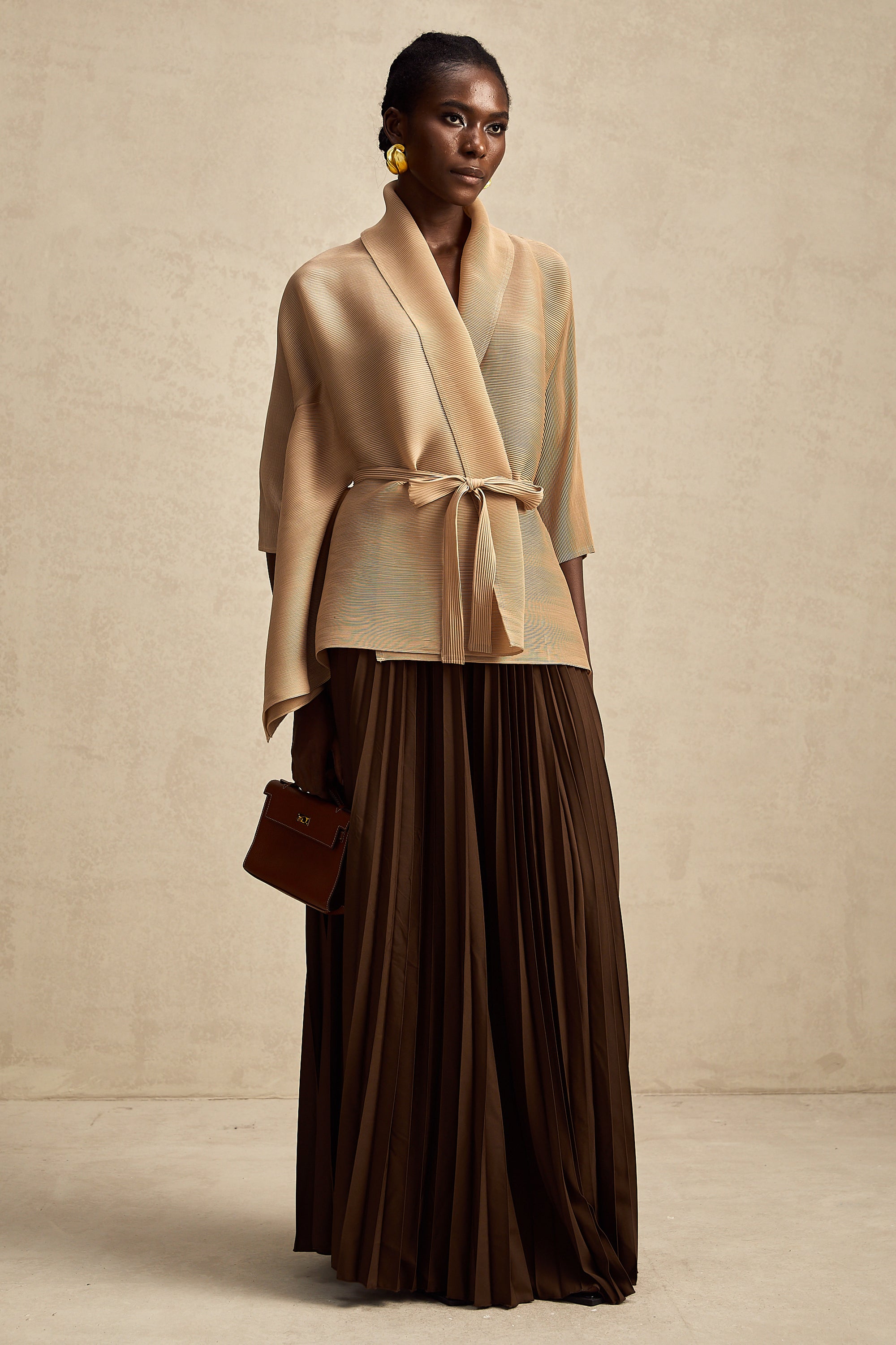 Adèle cape-design pleated top & skirt matching set – Miss Rosier
