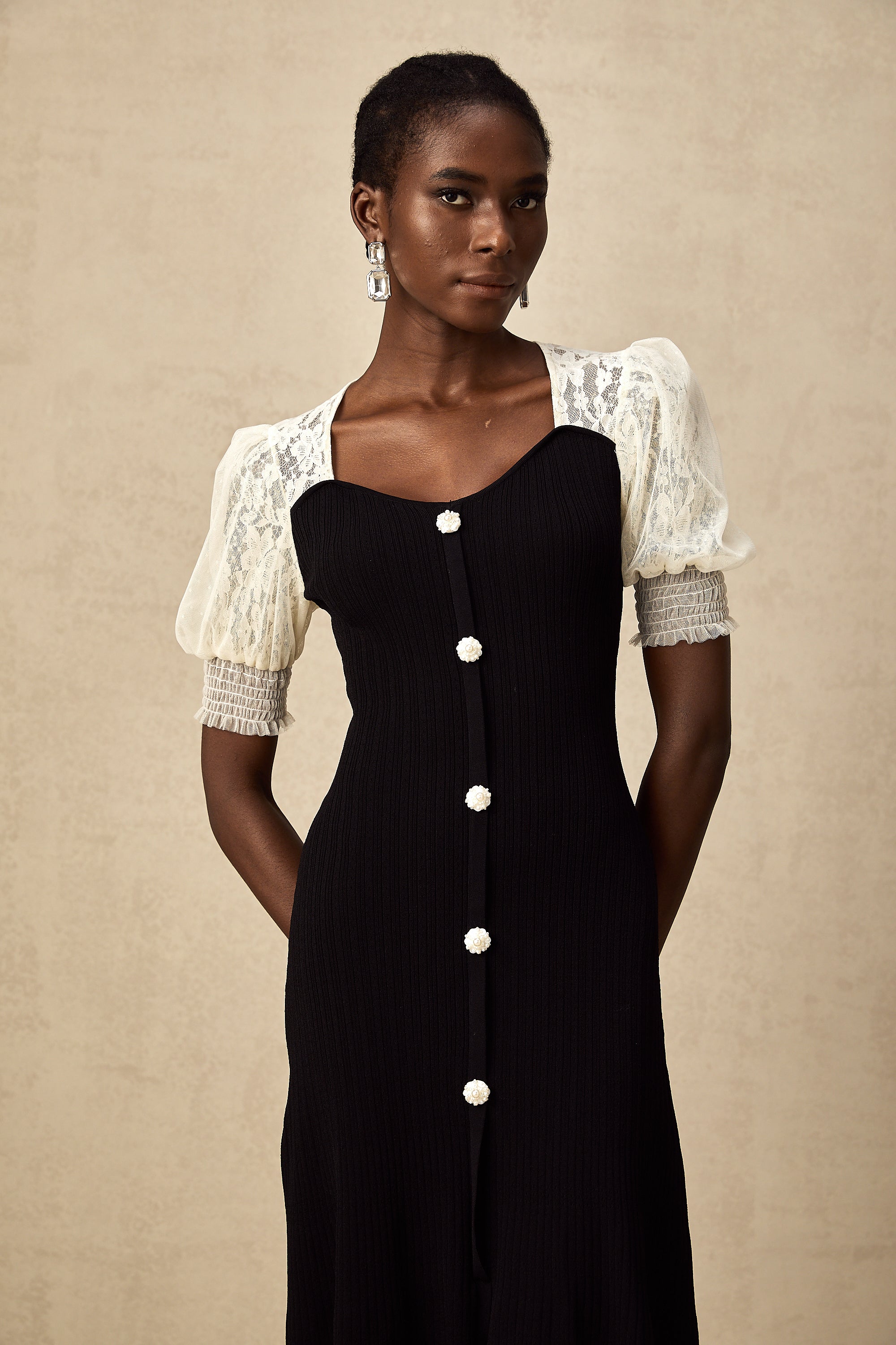 Noa lace-trimmed knit midi dress – Miss Rosier - Women's Online