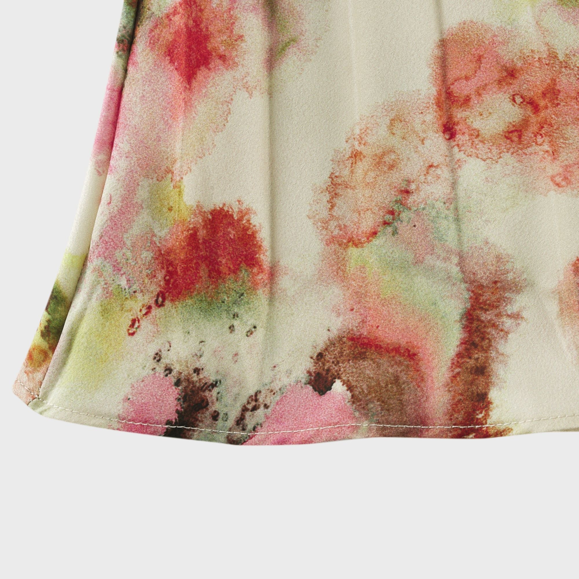 Floral pleated halter gown with side cutouts