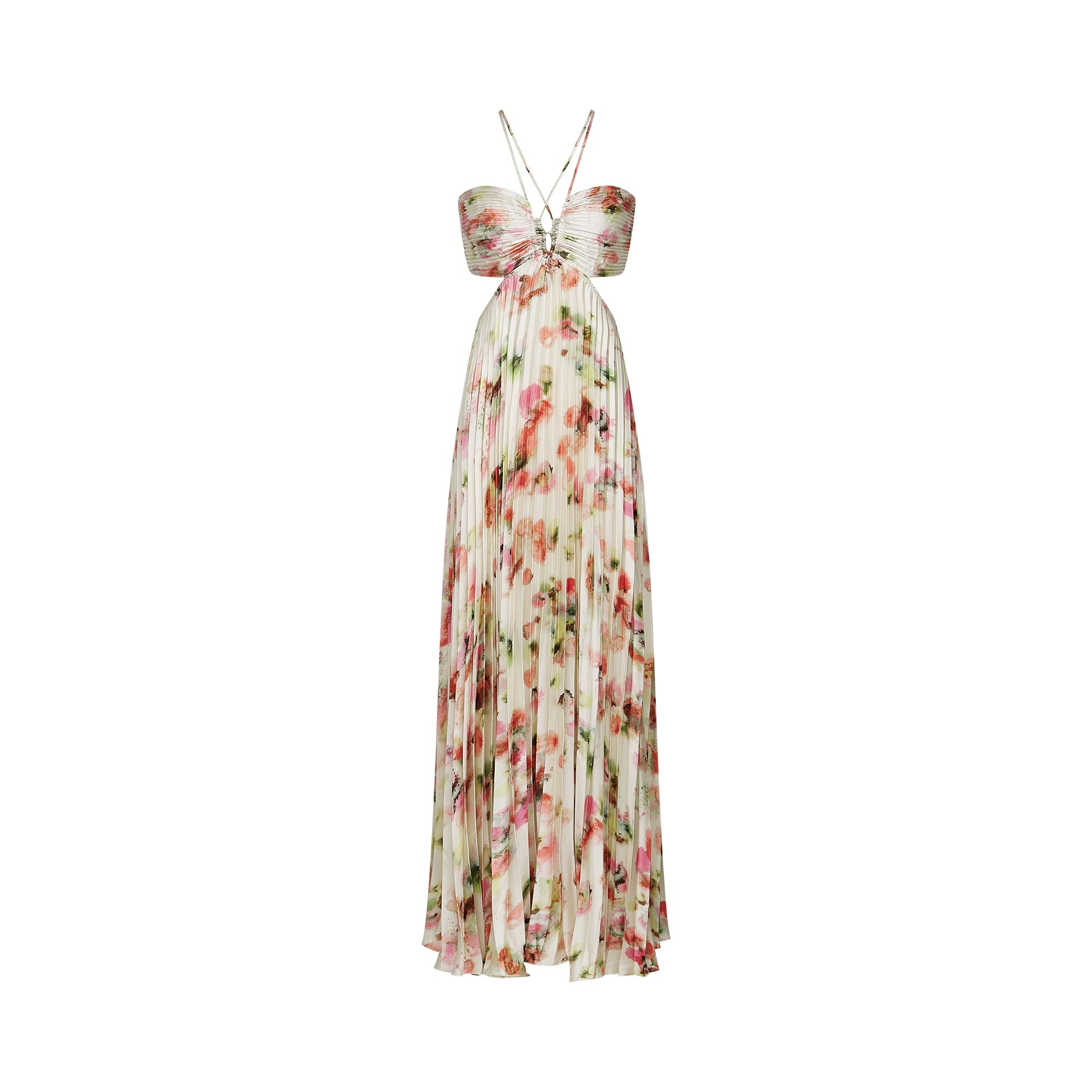 Andréa cut-out floral-print pleated maxi dress – Miss Rosier