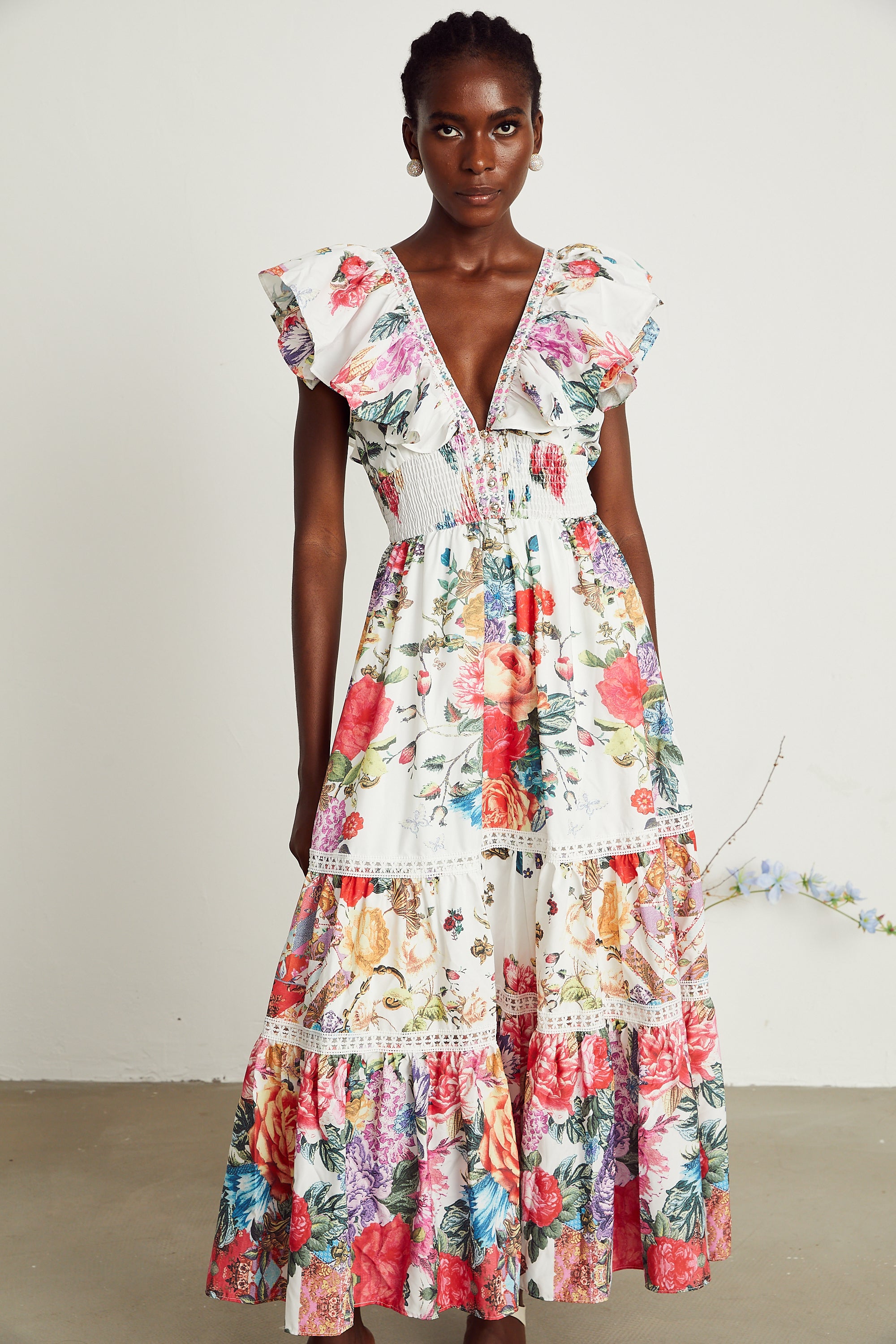 Claire floral-print ruffled midi dress – Miss Rosier - Women's