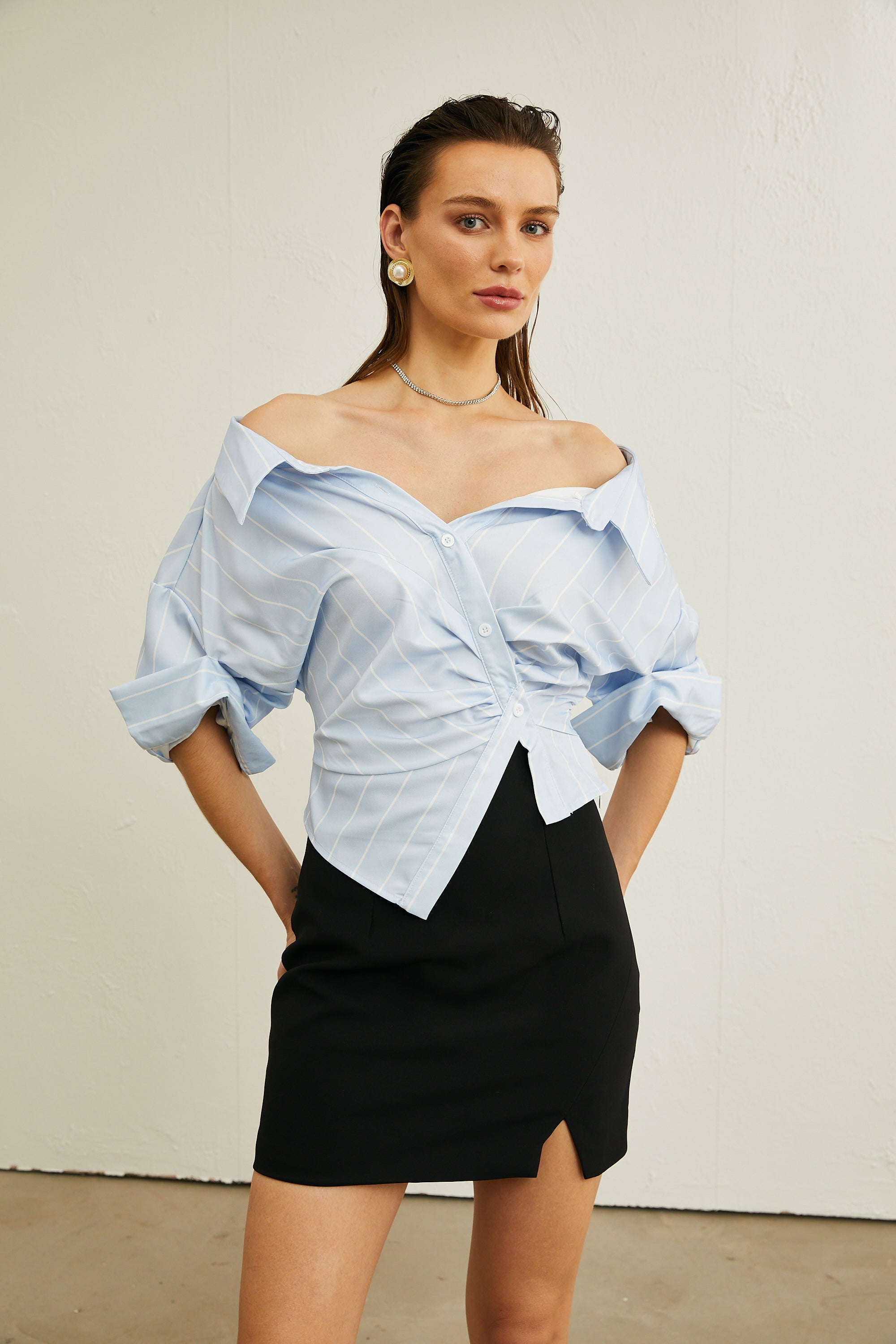 Striped Off-Shoulder Blouse