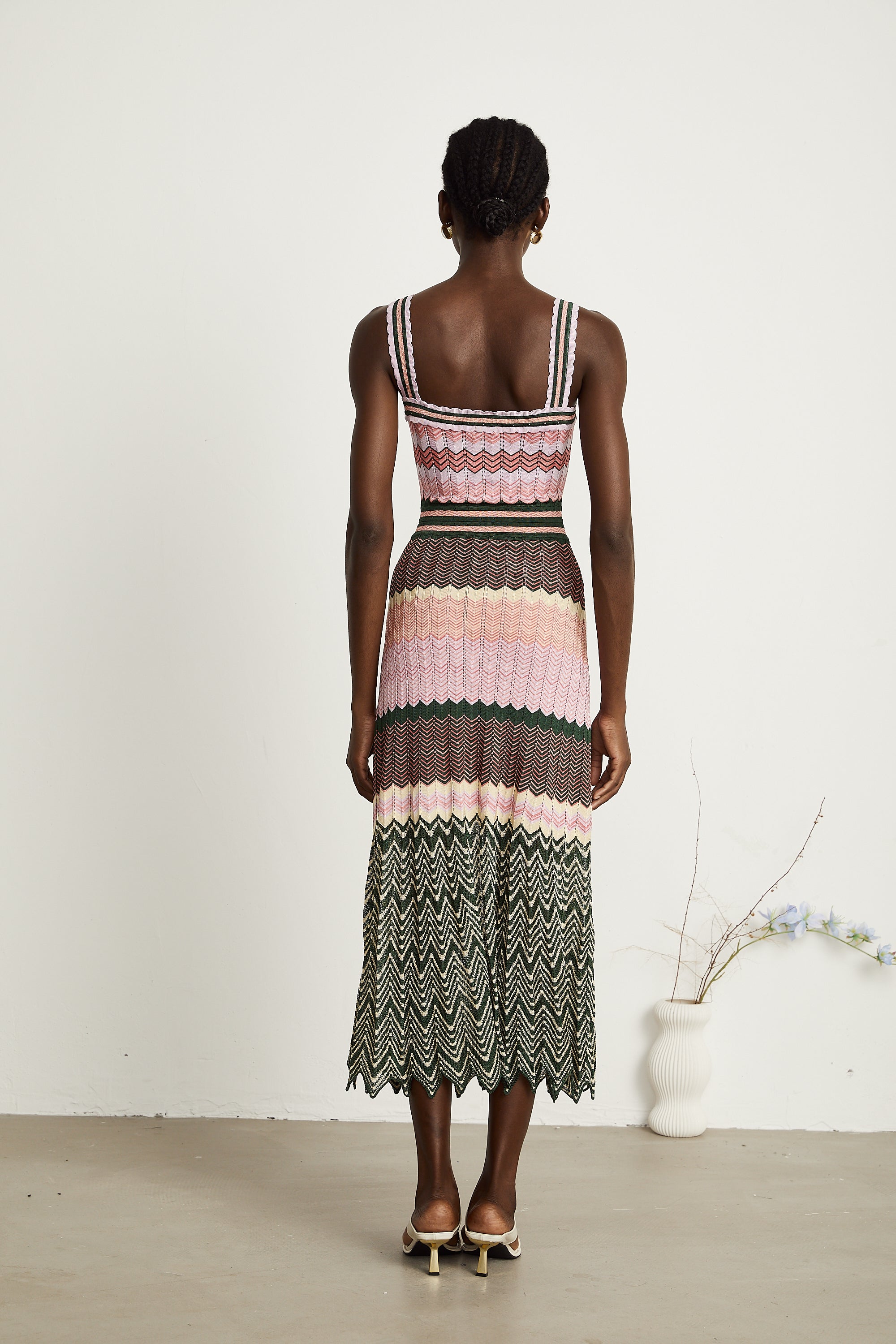 Chevron Knit Midi Dress