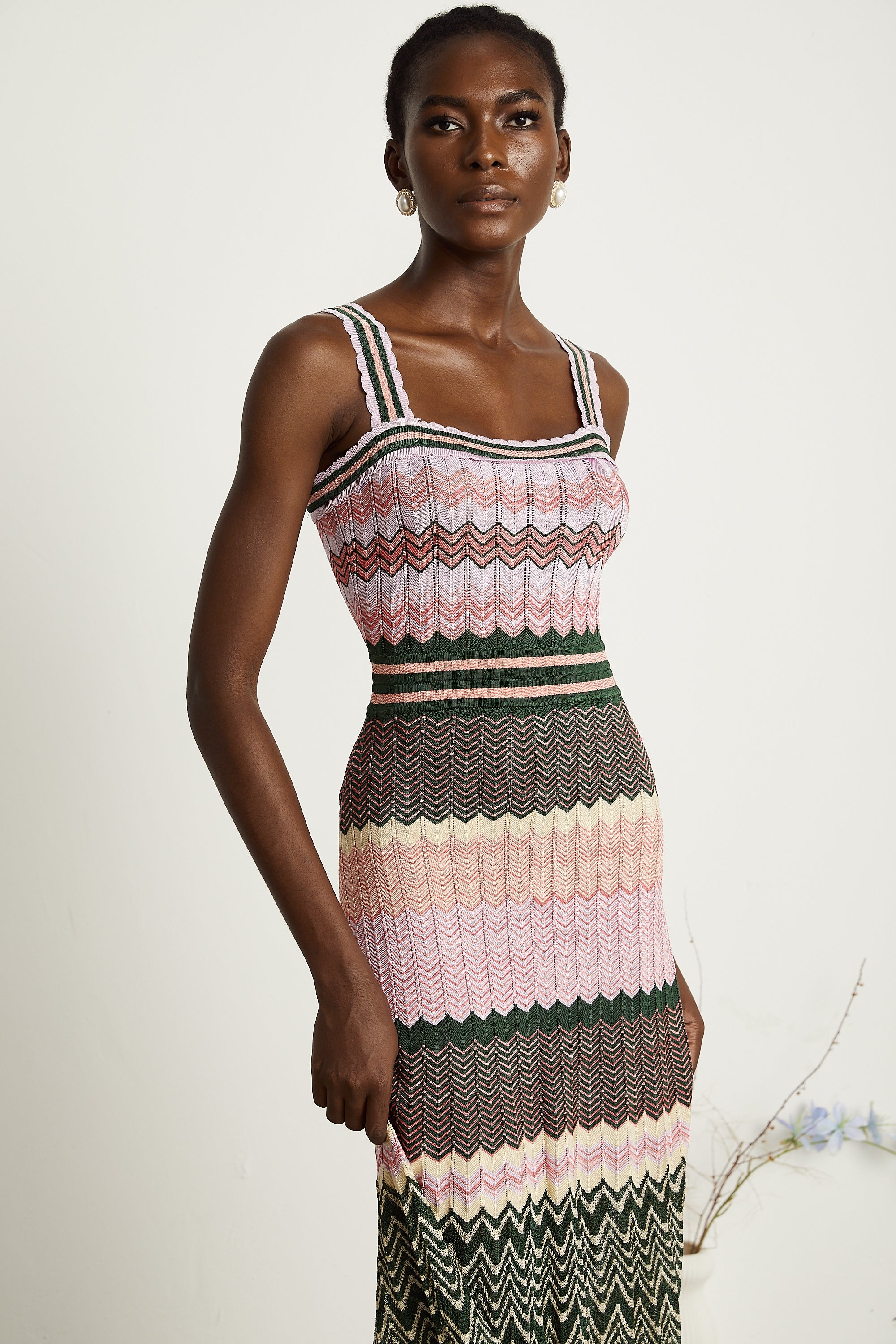 Chevron Knit Midi Dress