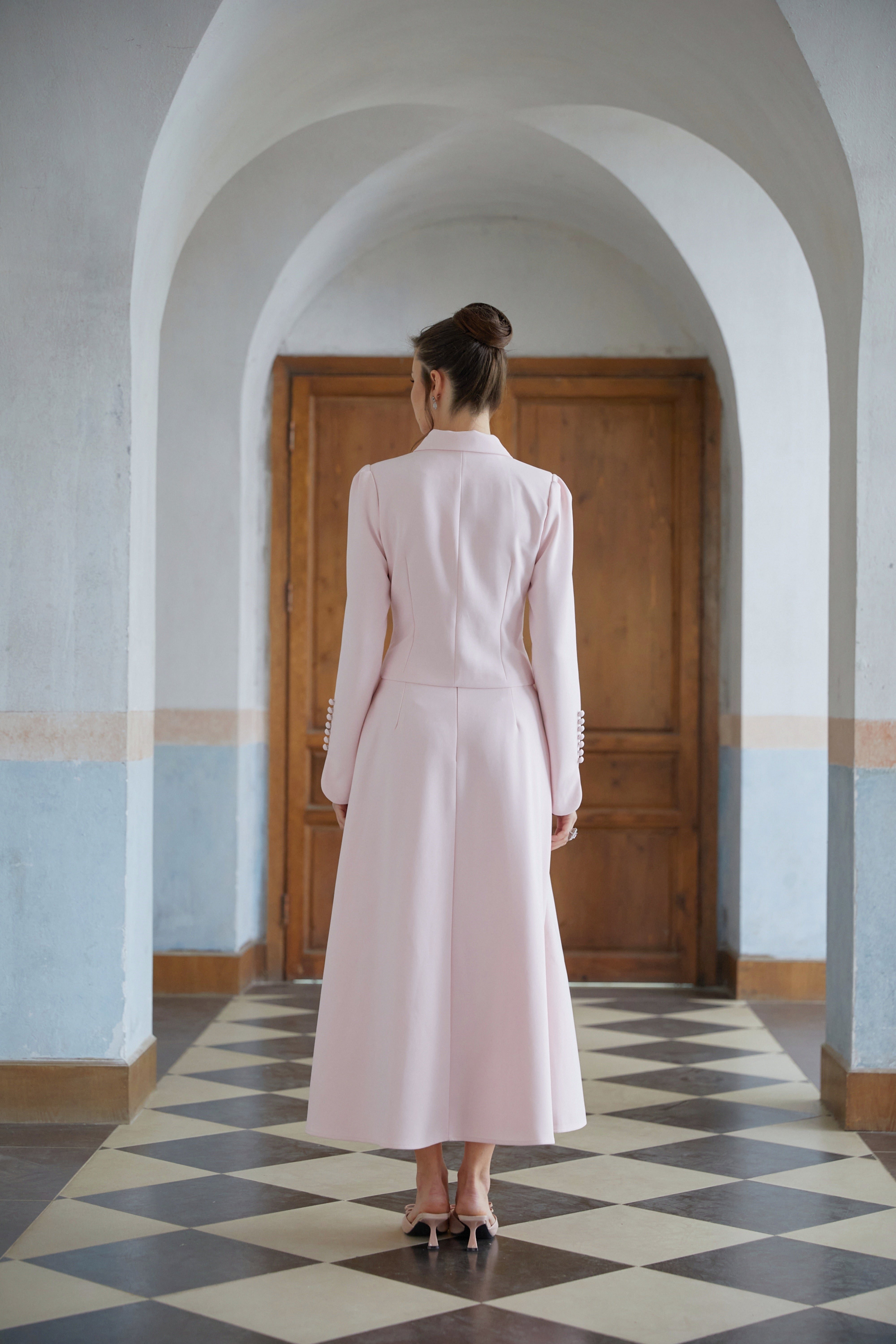 Pink Peter Pan Collar Jacket & Skirt