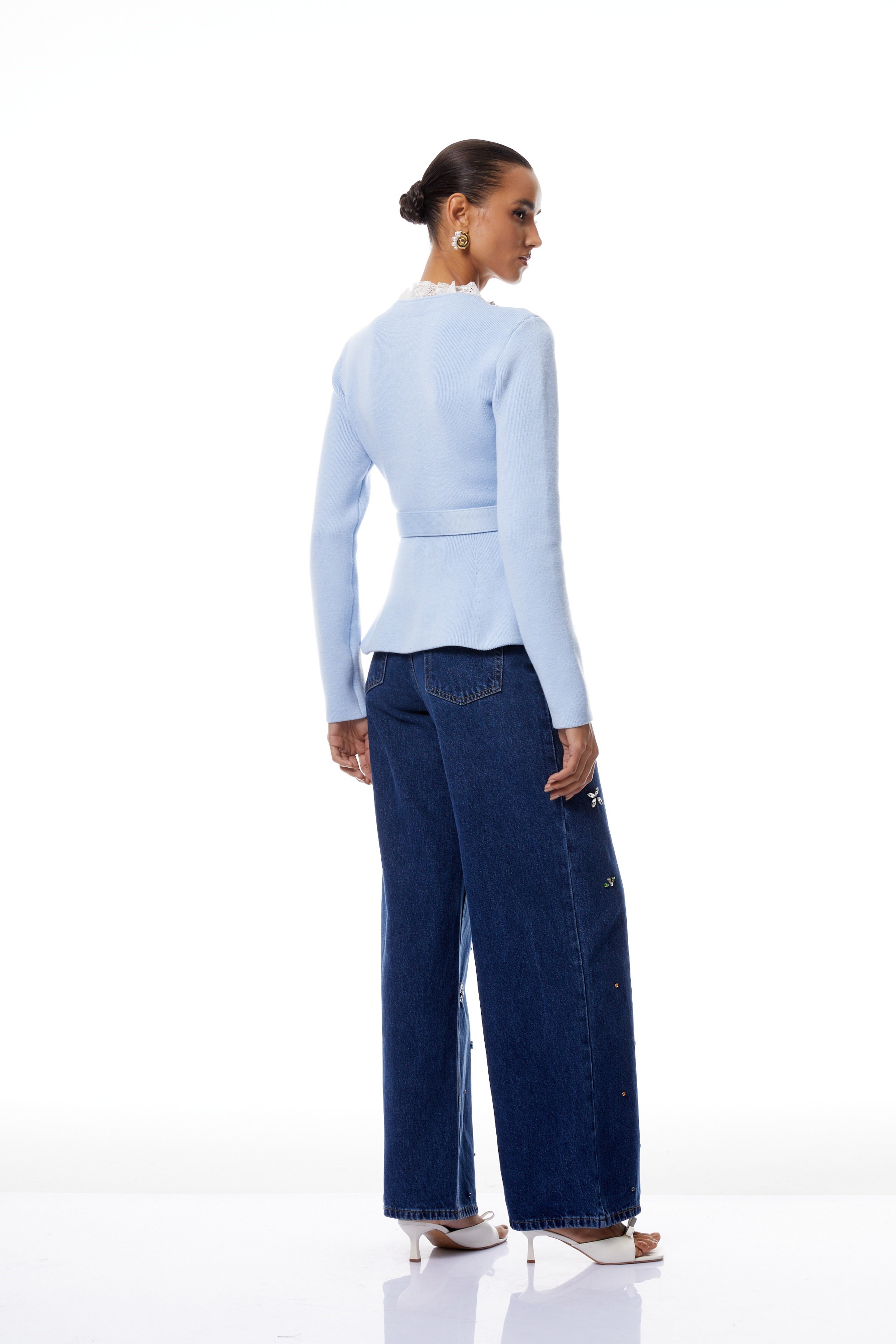 Blue Crystal Trim Cardigan