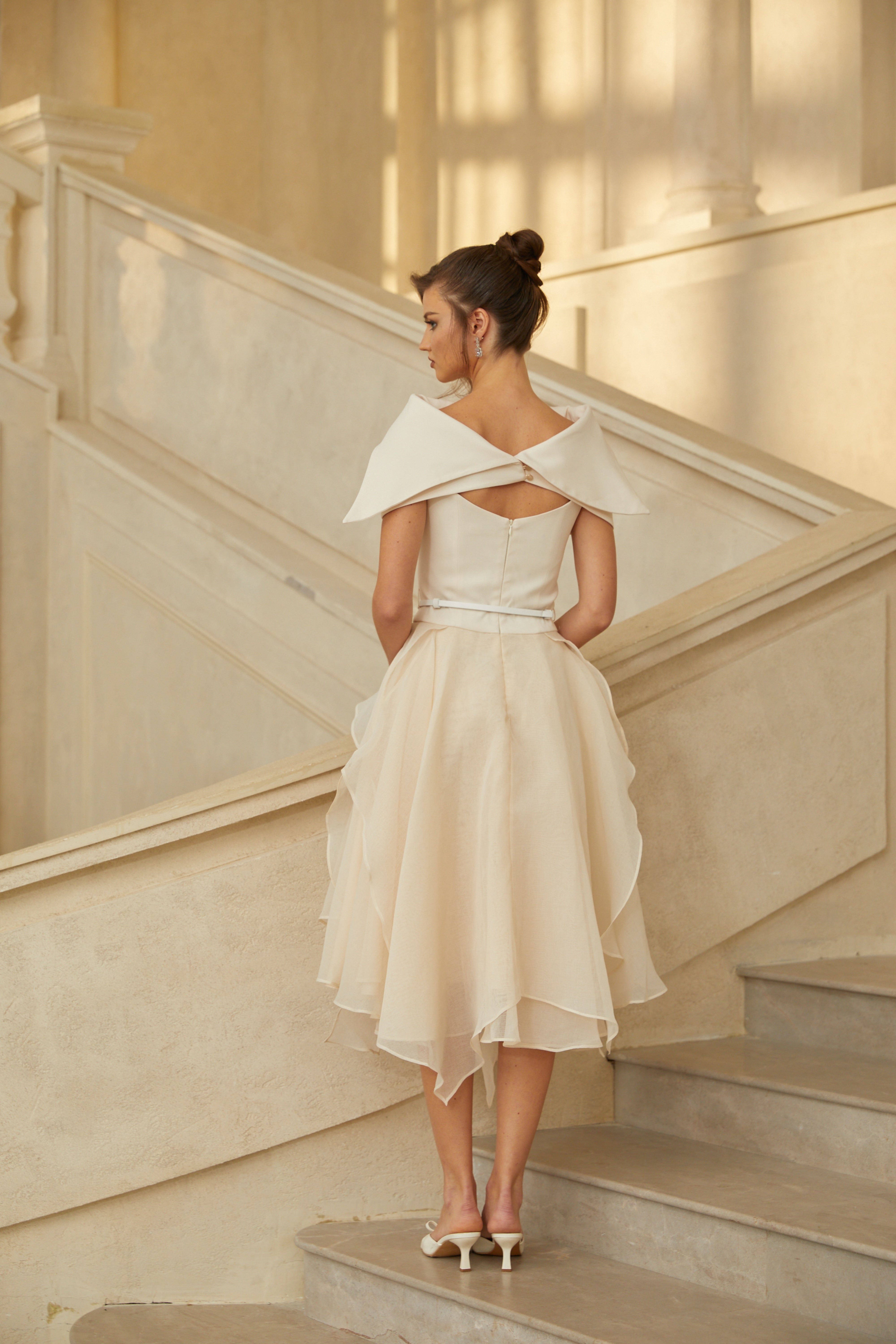 Asymmetrical Layered A-line Midi Dress