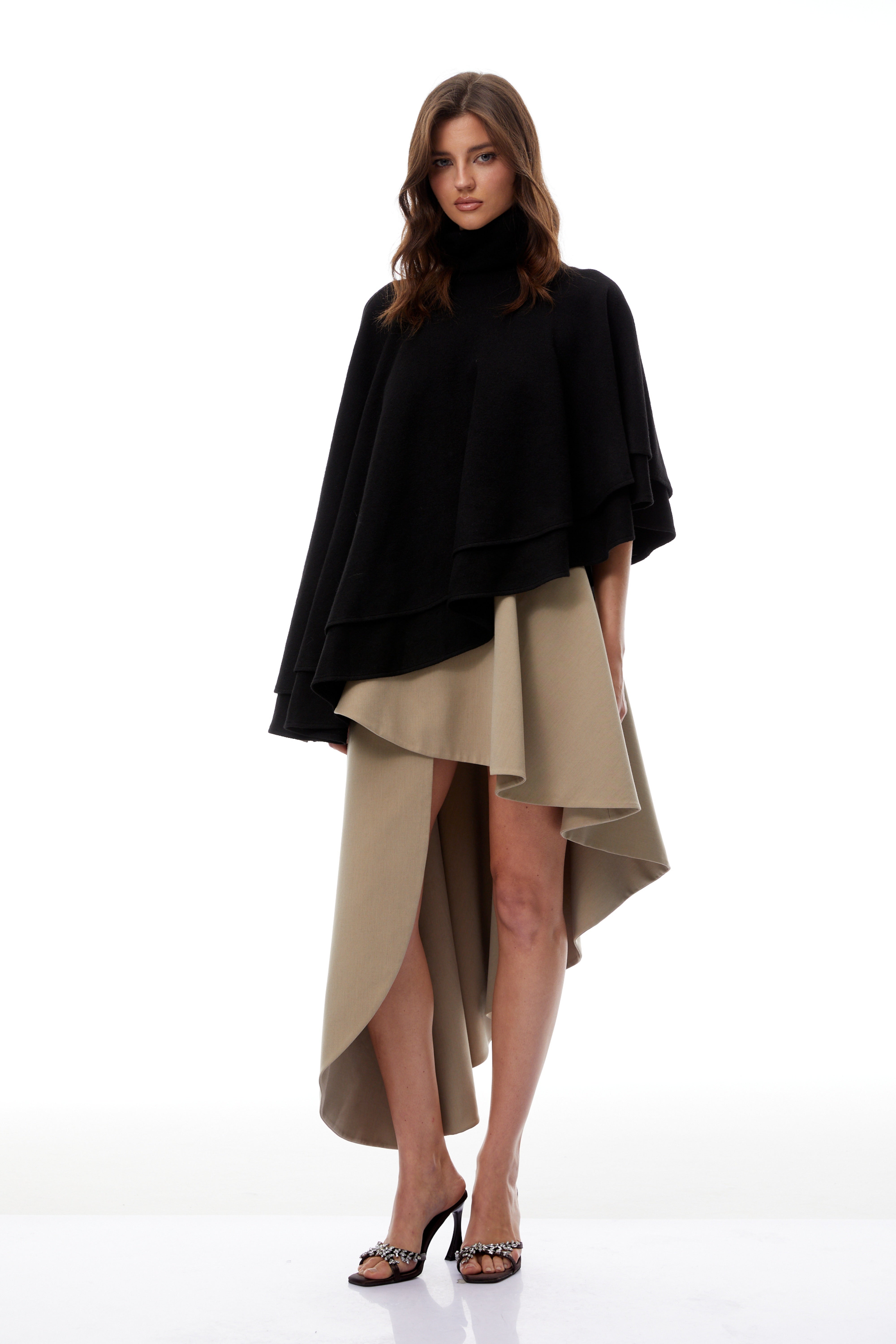 Draped Asymmetrical Mini Skirt