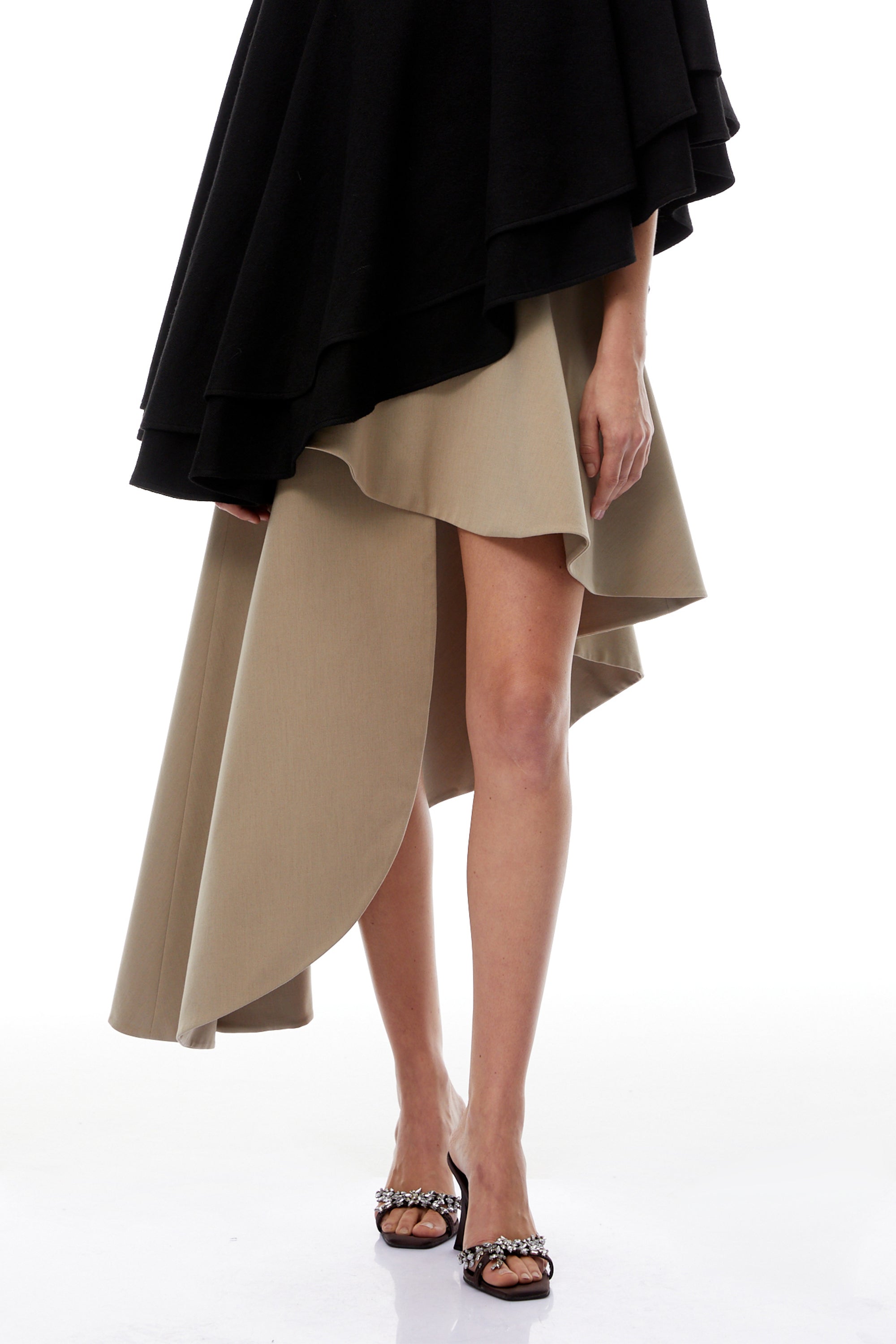 Draped Asymmetrical Mini Skirt