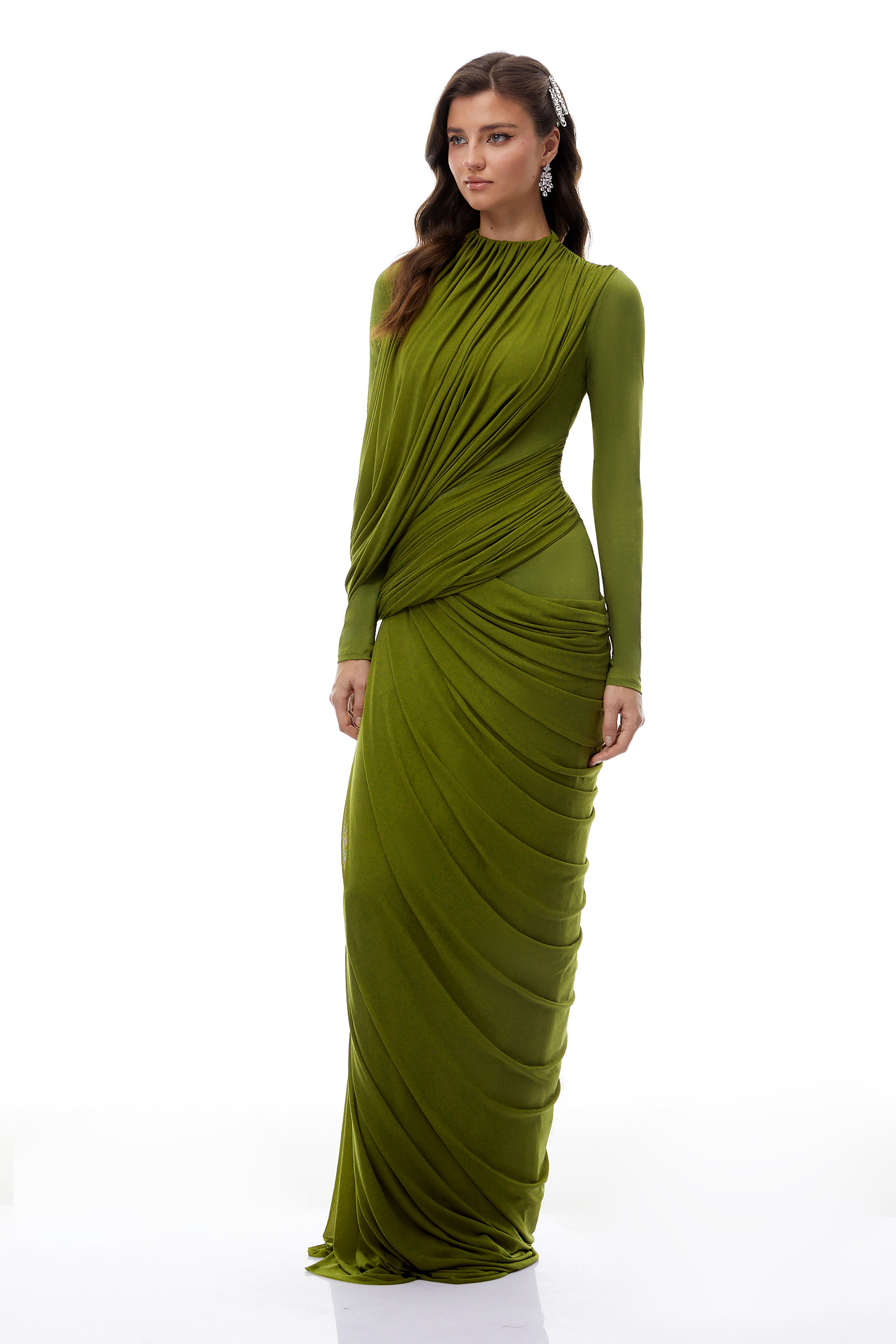 Asymmetrical Ruched Drap Dress