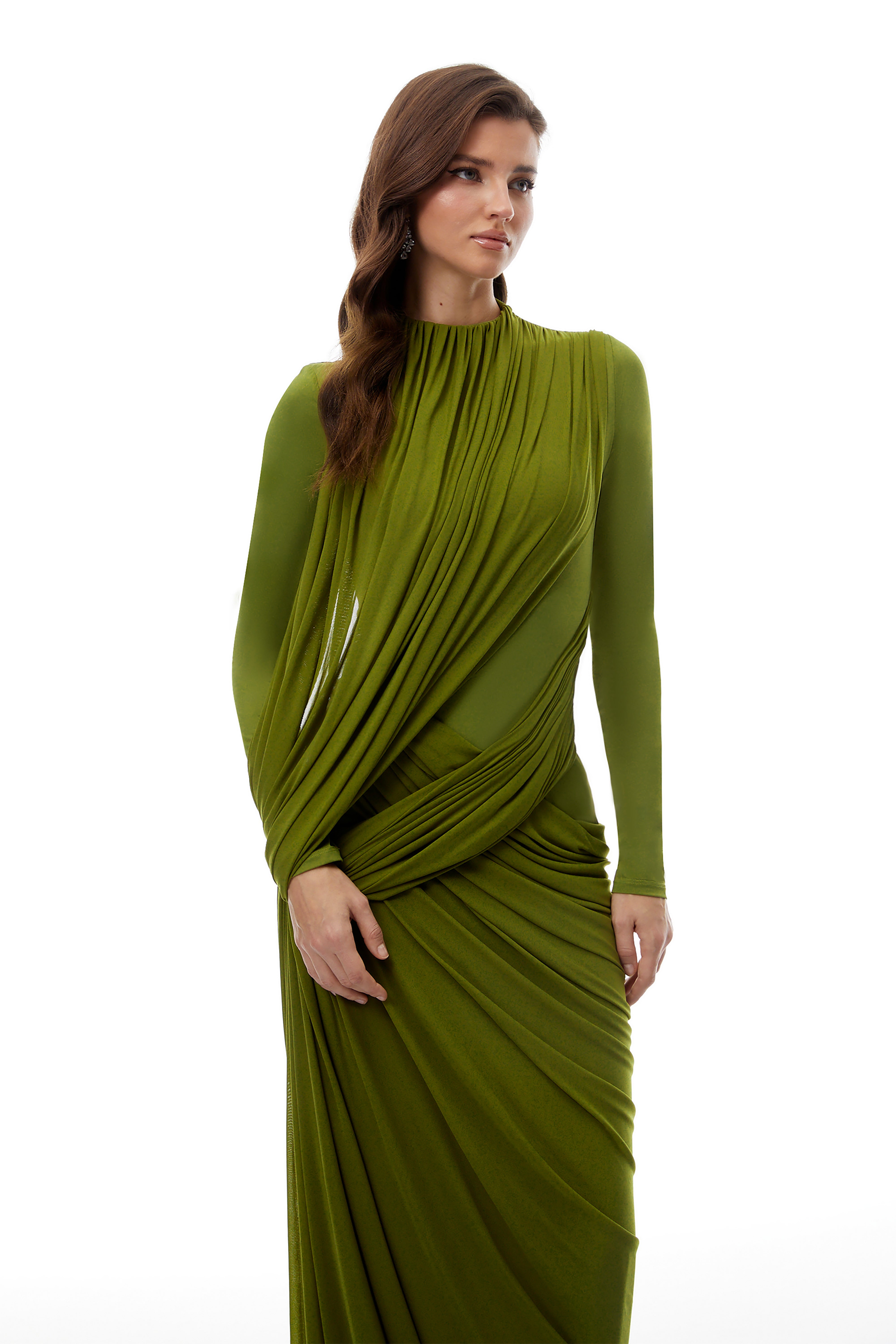 Asymmetrical Ruched Drap Dress