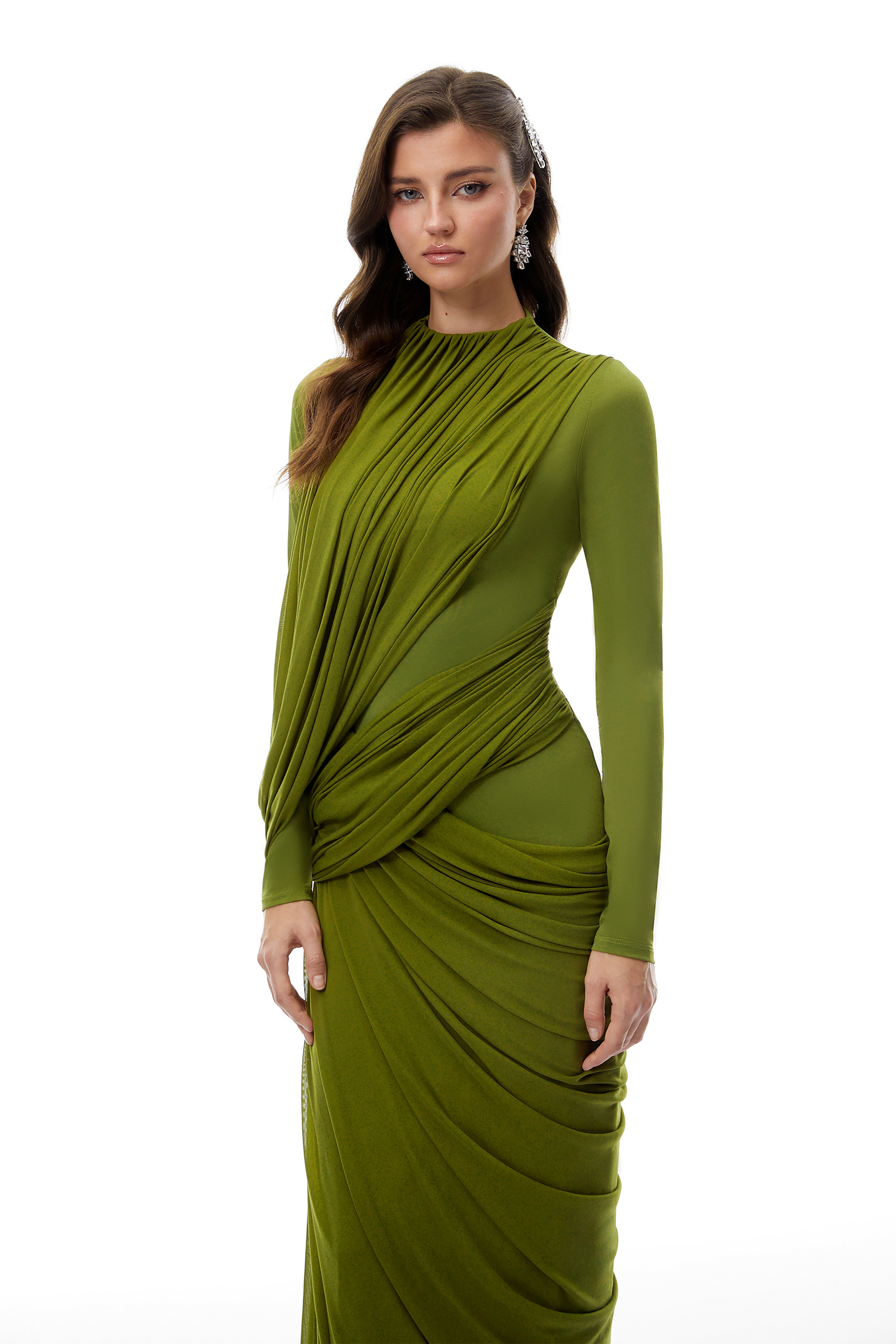 Asymmetrical Ruched Drap Dress
