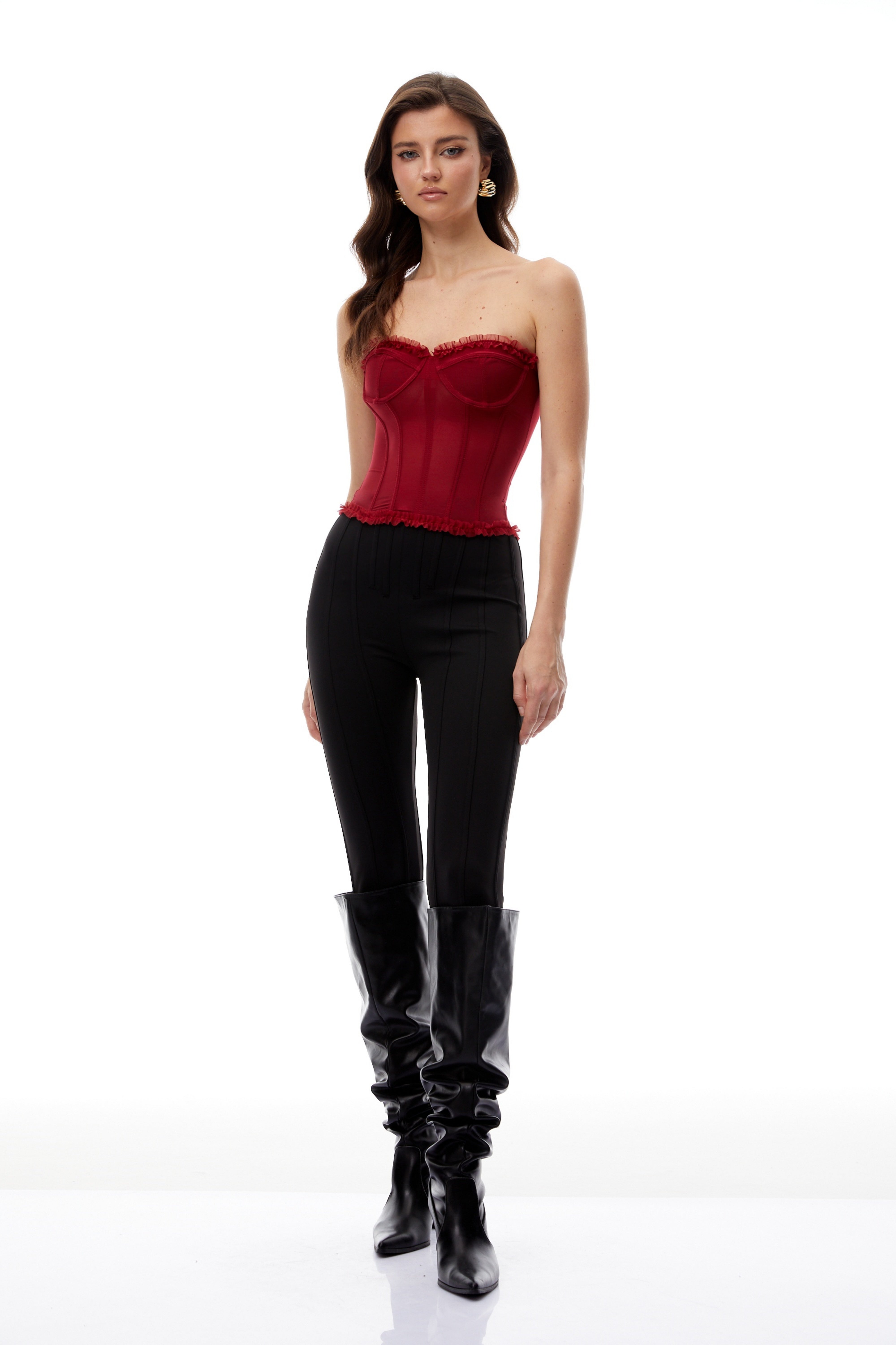 Winona Red Ruffled Trim Tulle Corset Top – Miss Rosier - Women's