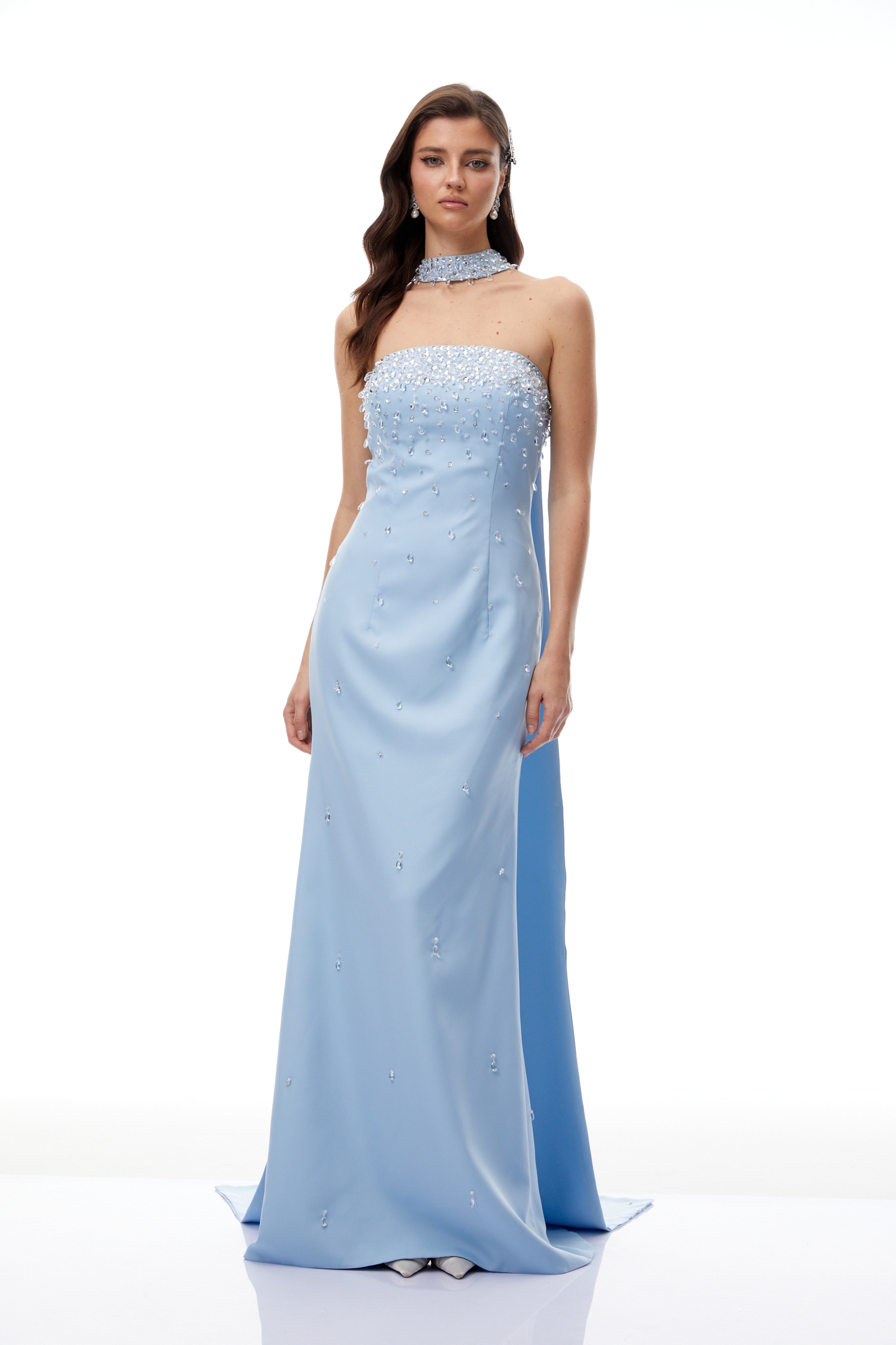 Strapless Embellished Maxi Gown