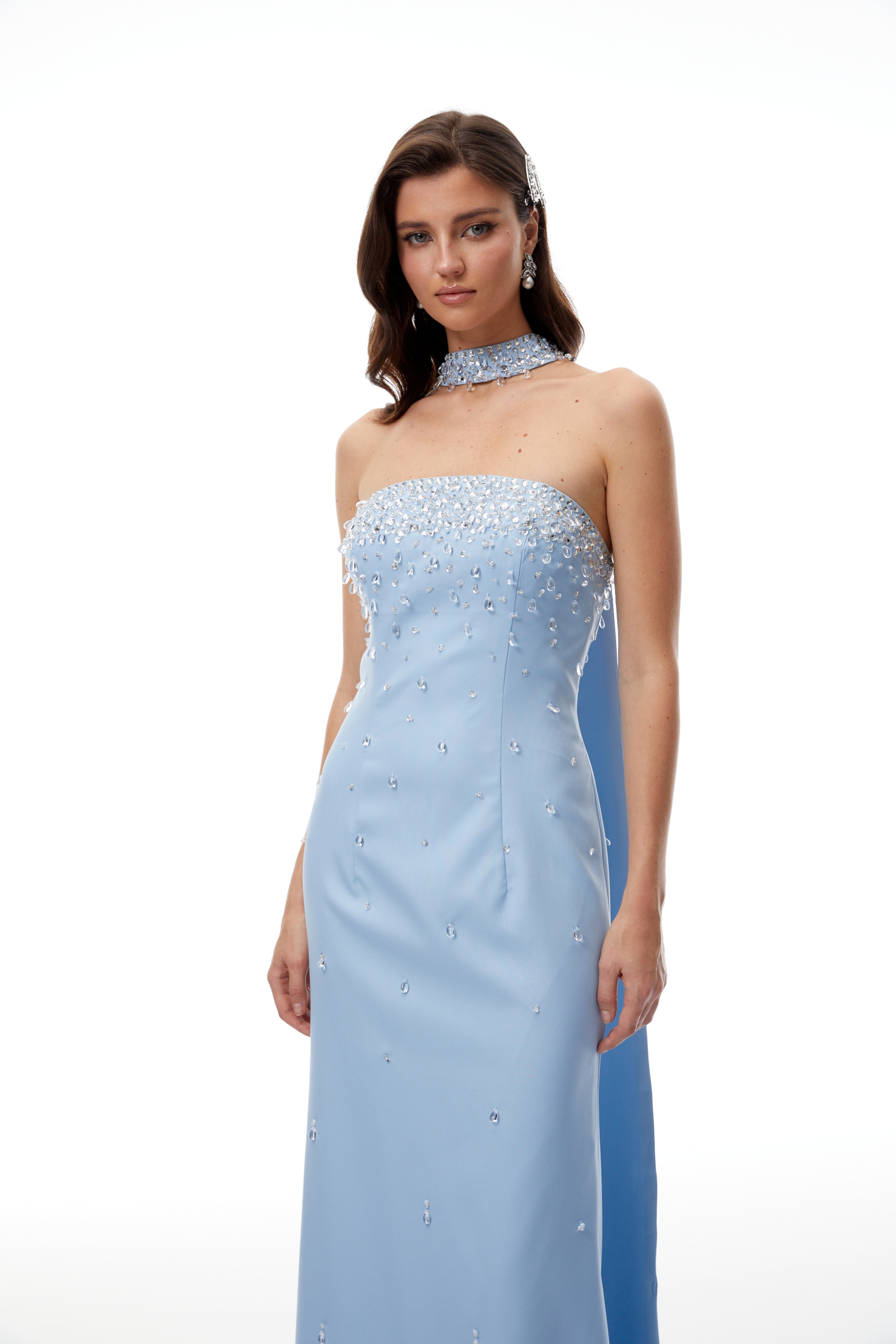 Strapless Embellished Maxi Gown