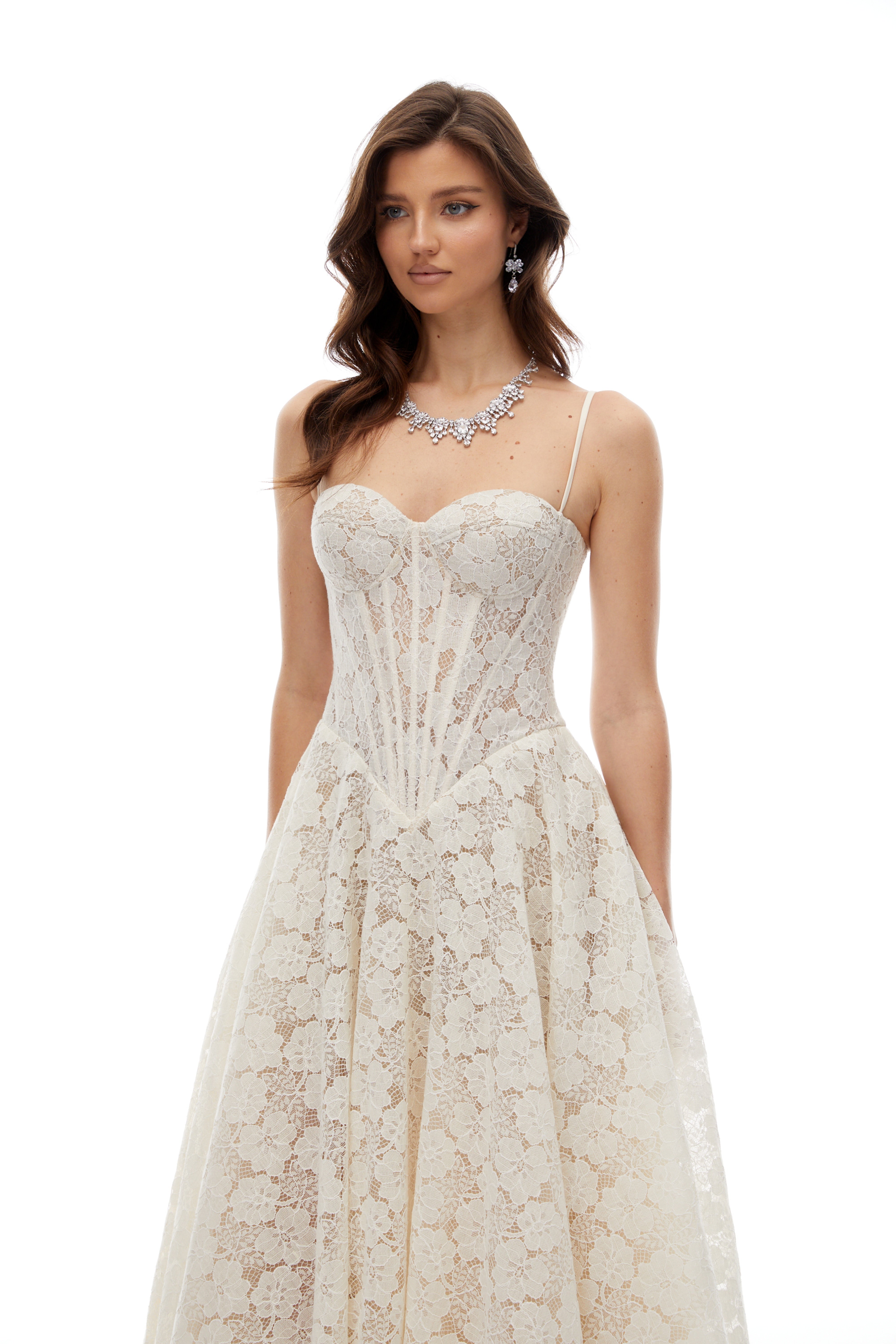White Lace Corset Maxi Dress