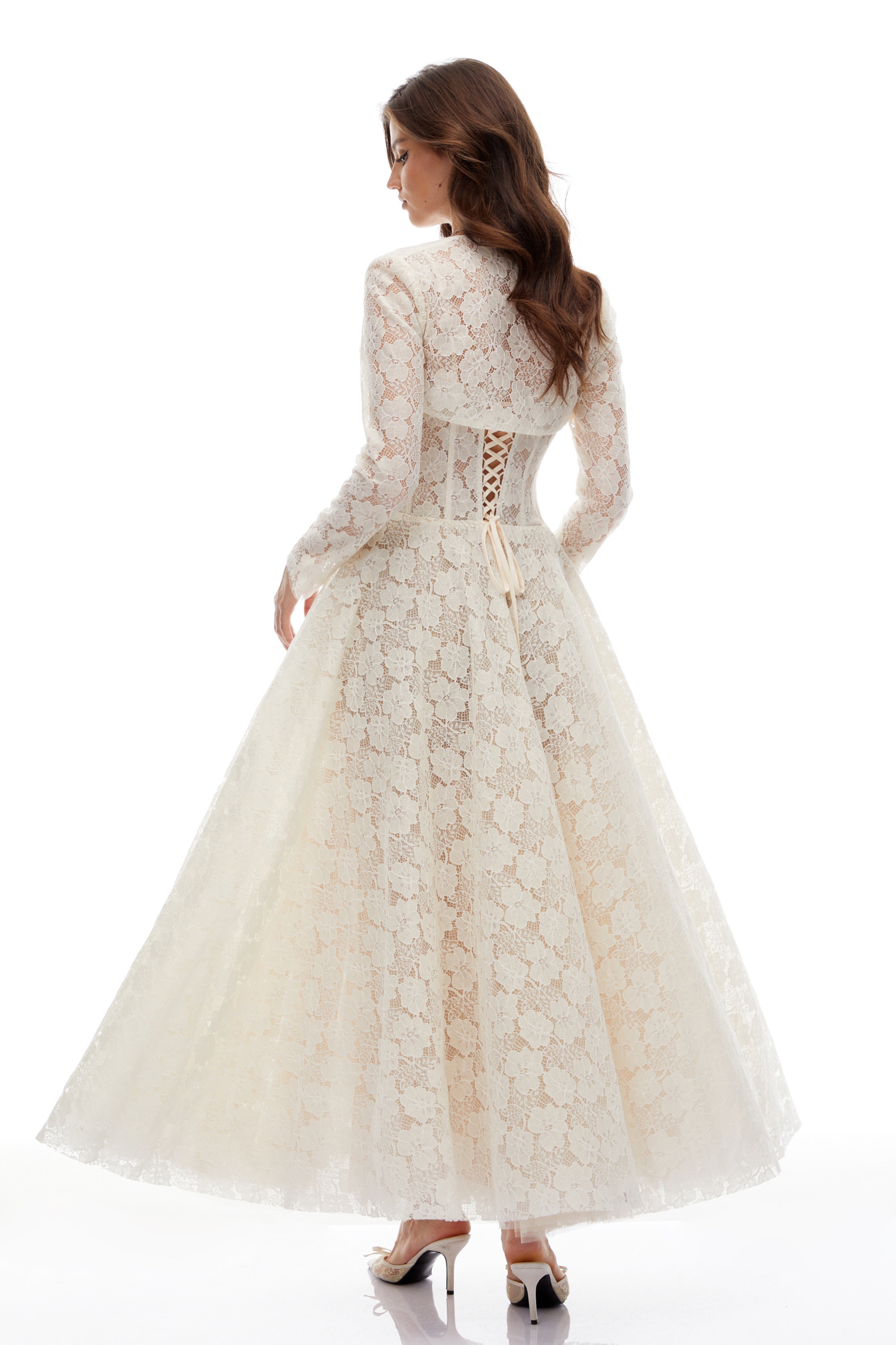 White Lace Corset Maxi Dress