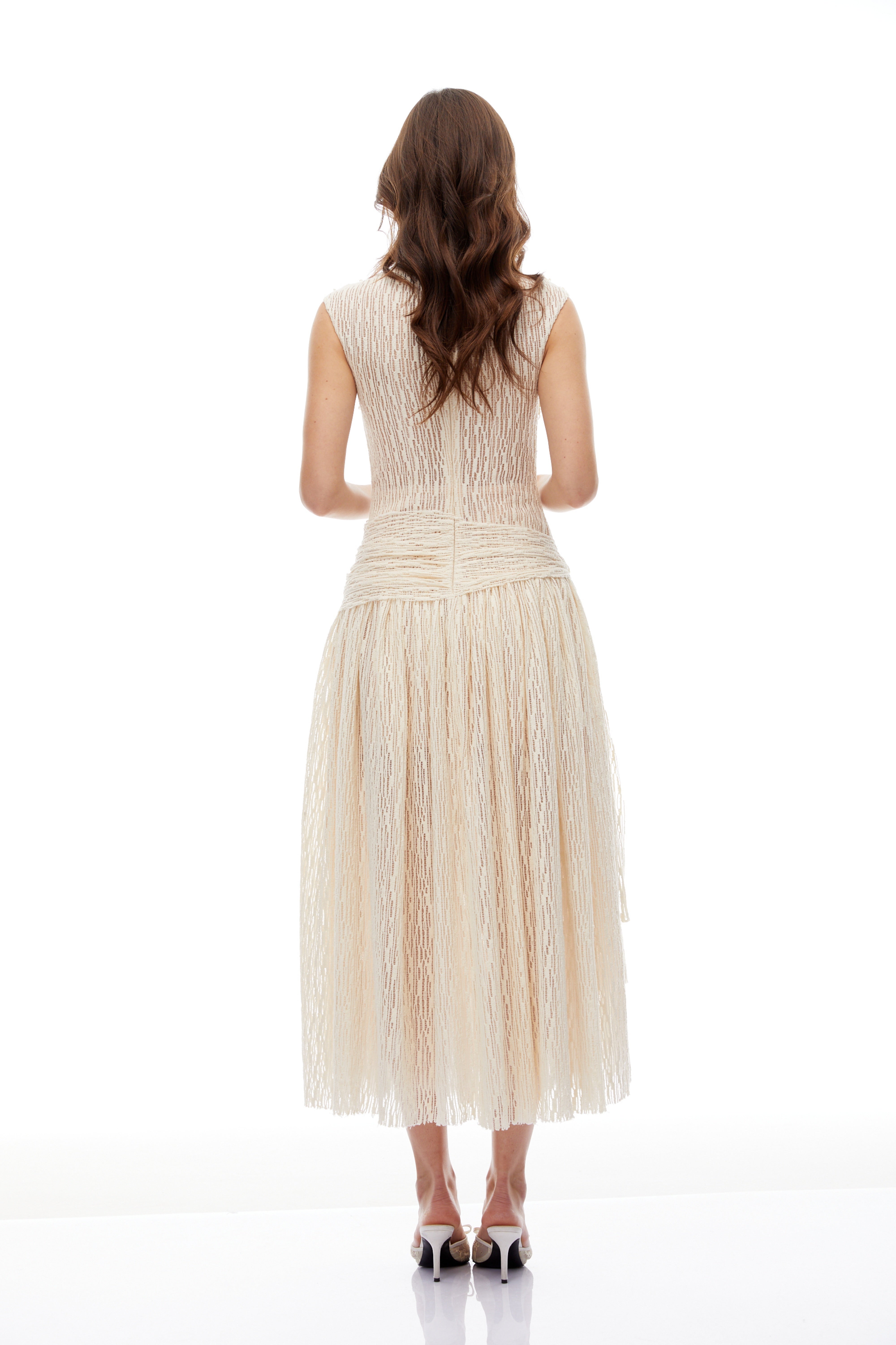 3D Petal Textured Midi Dress
