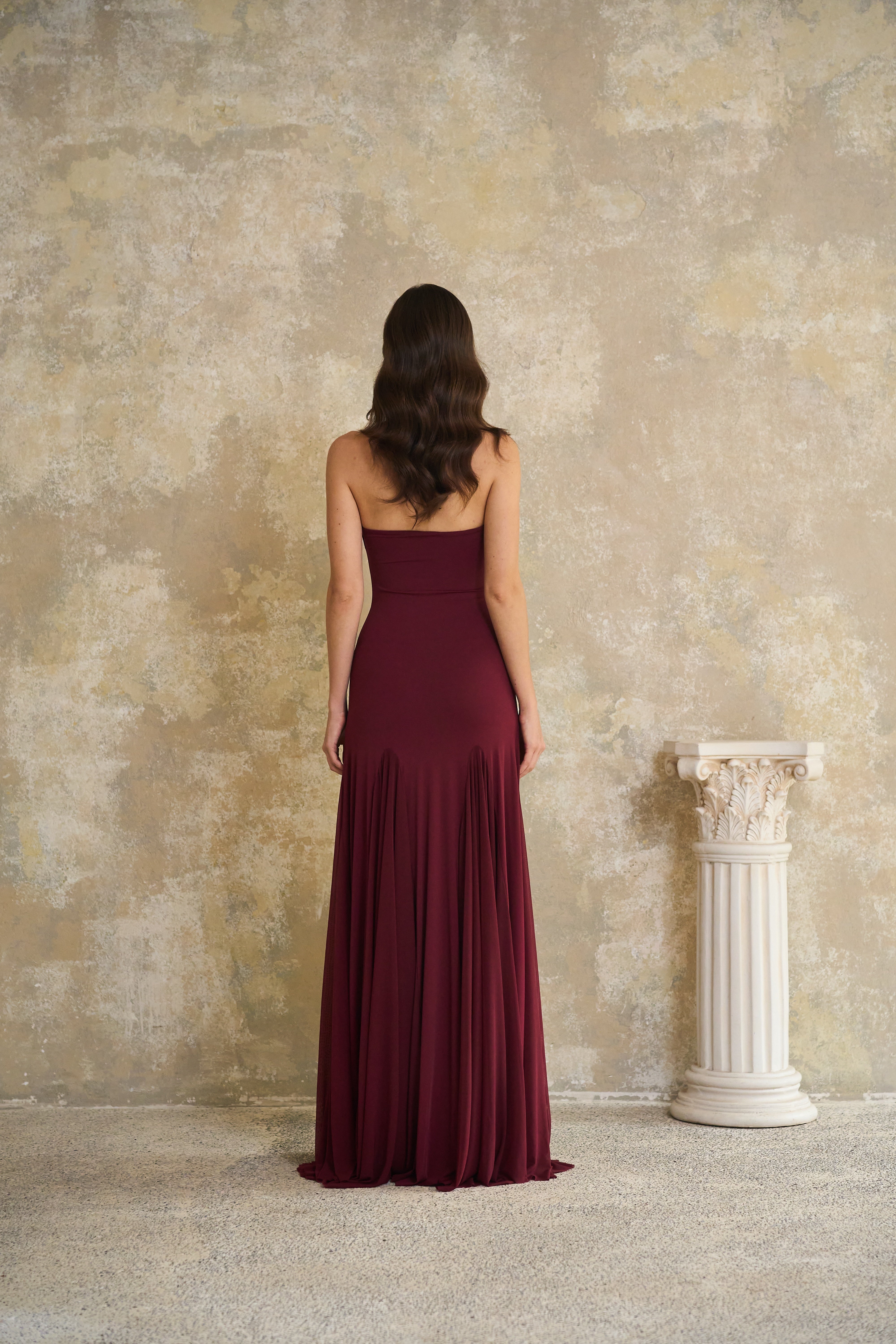 Red Sweetheart Neck Maxi Dress
