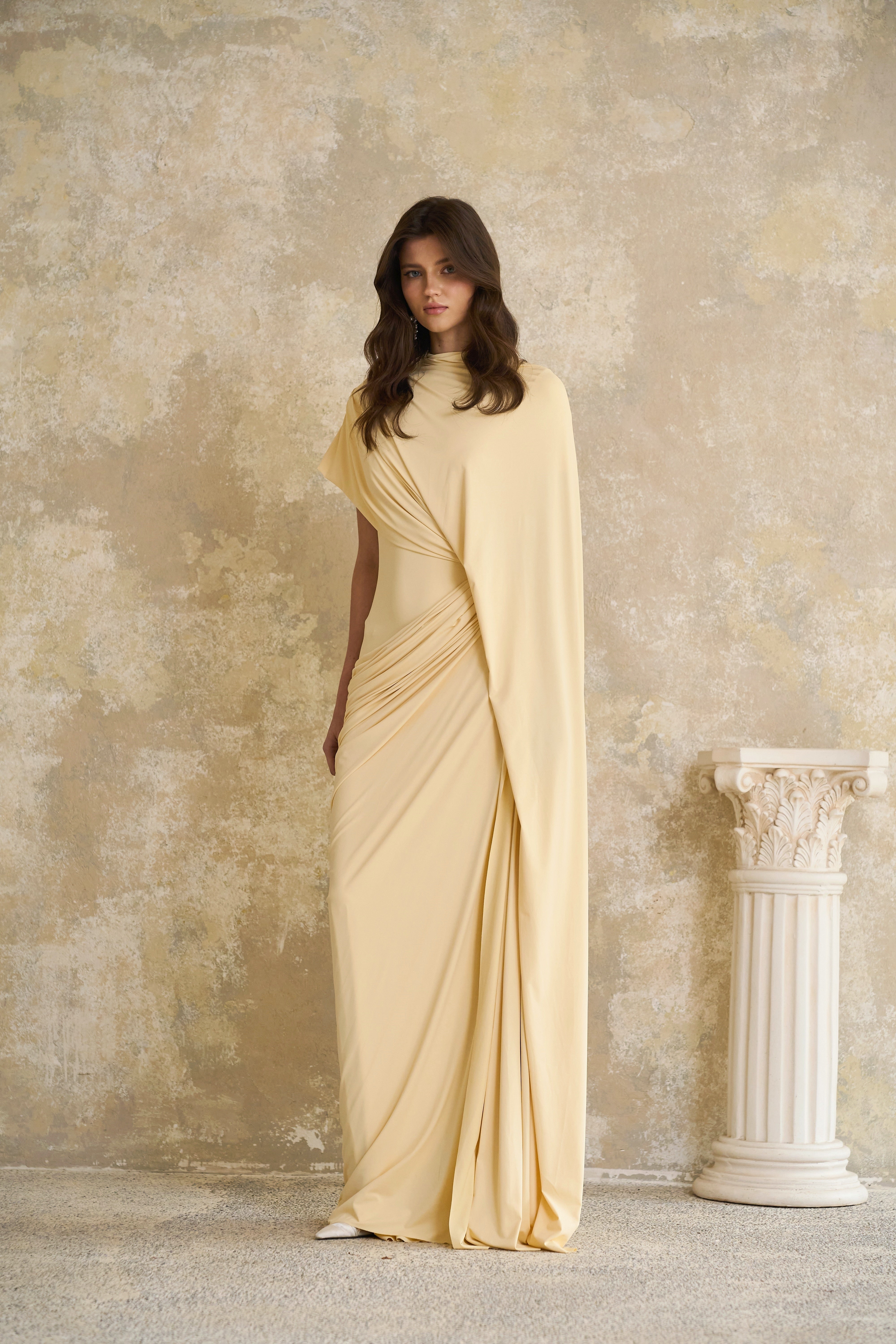 Asymmetrical Draped Cape & Dress