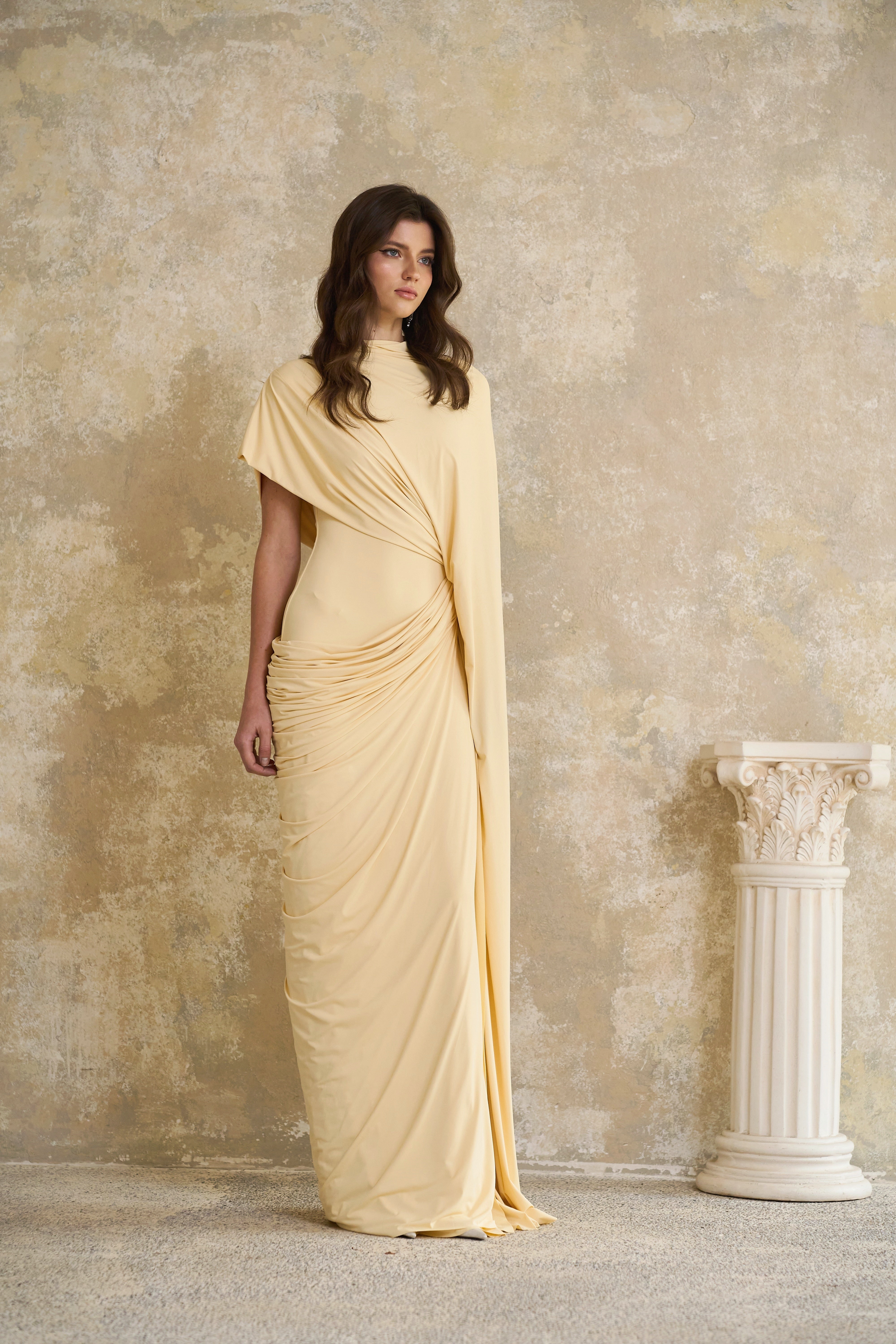 Asymmetrical Draped Cape & Dress