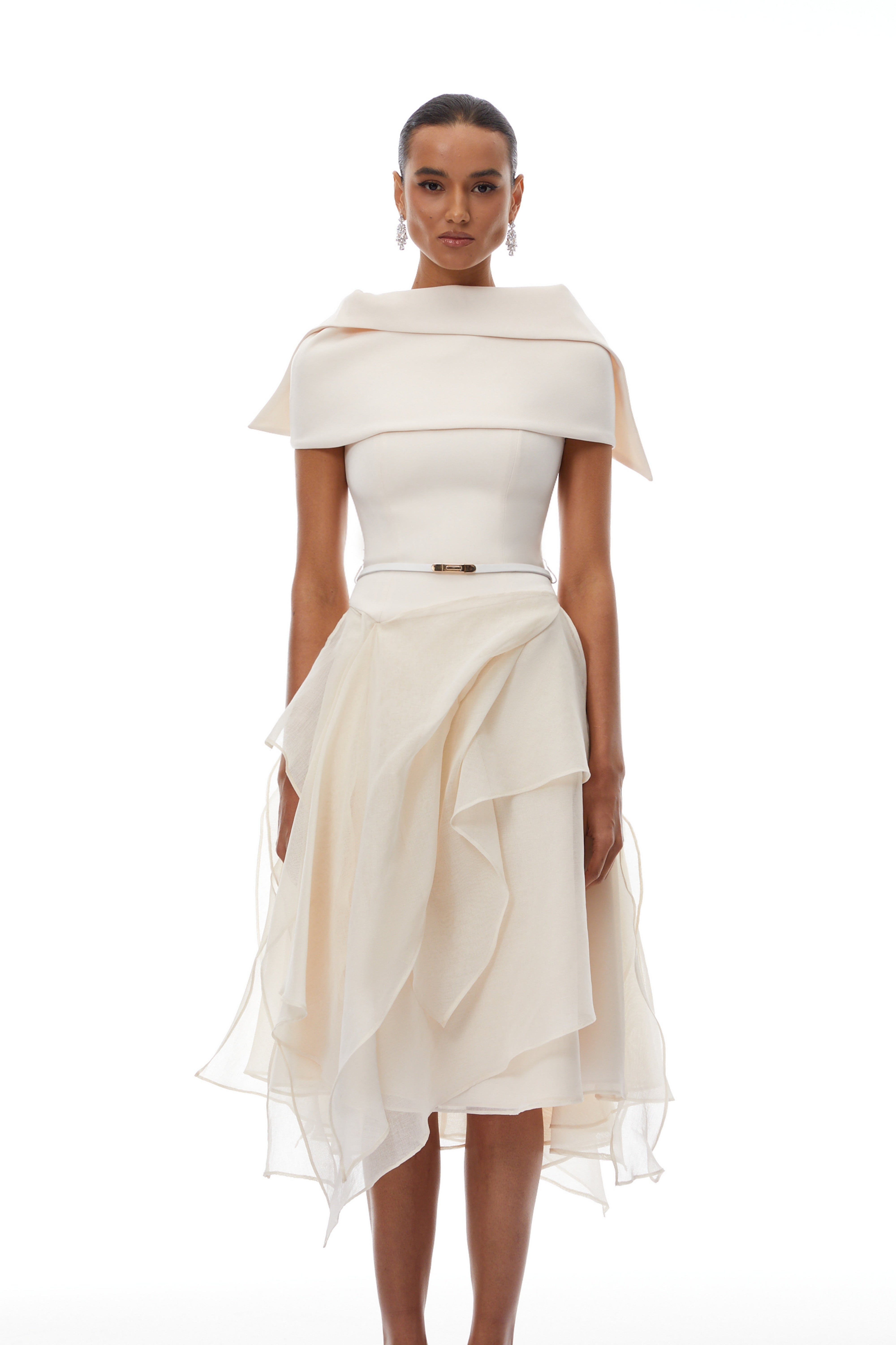 Asymmetrical Layered A-line Midi Dress
