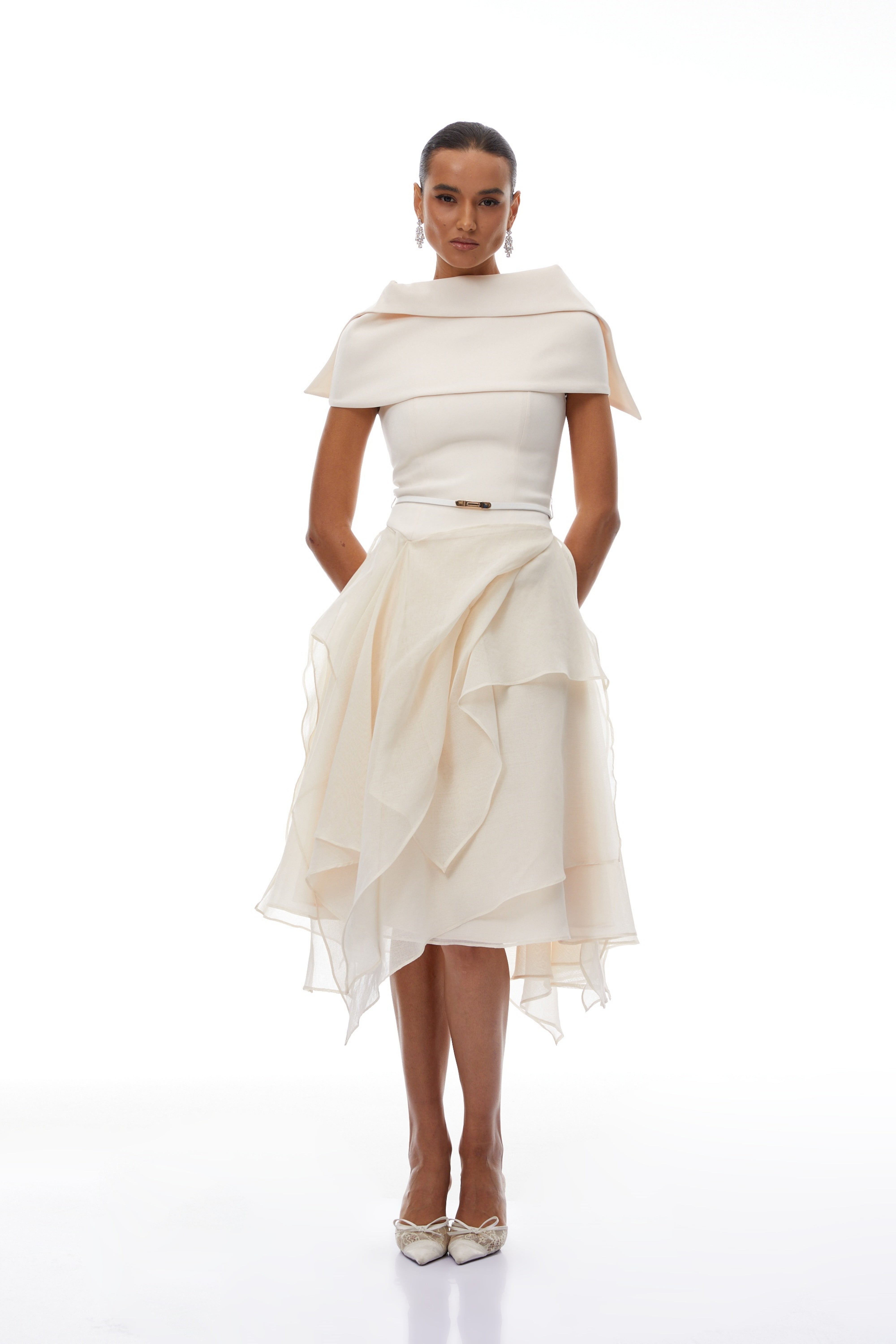 Asymmetrical Layered A-line Midi Dress