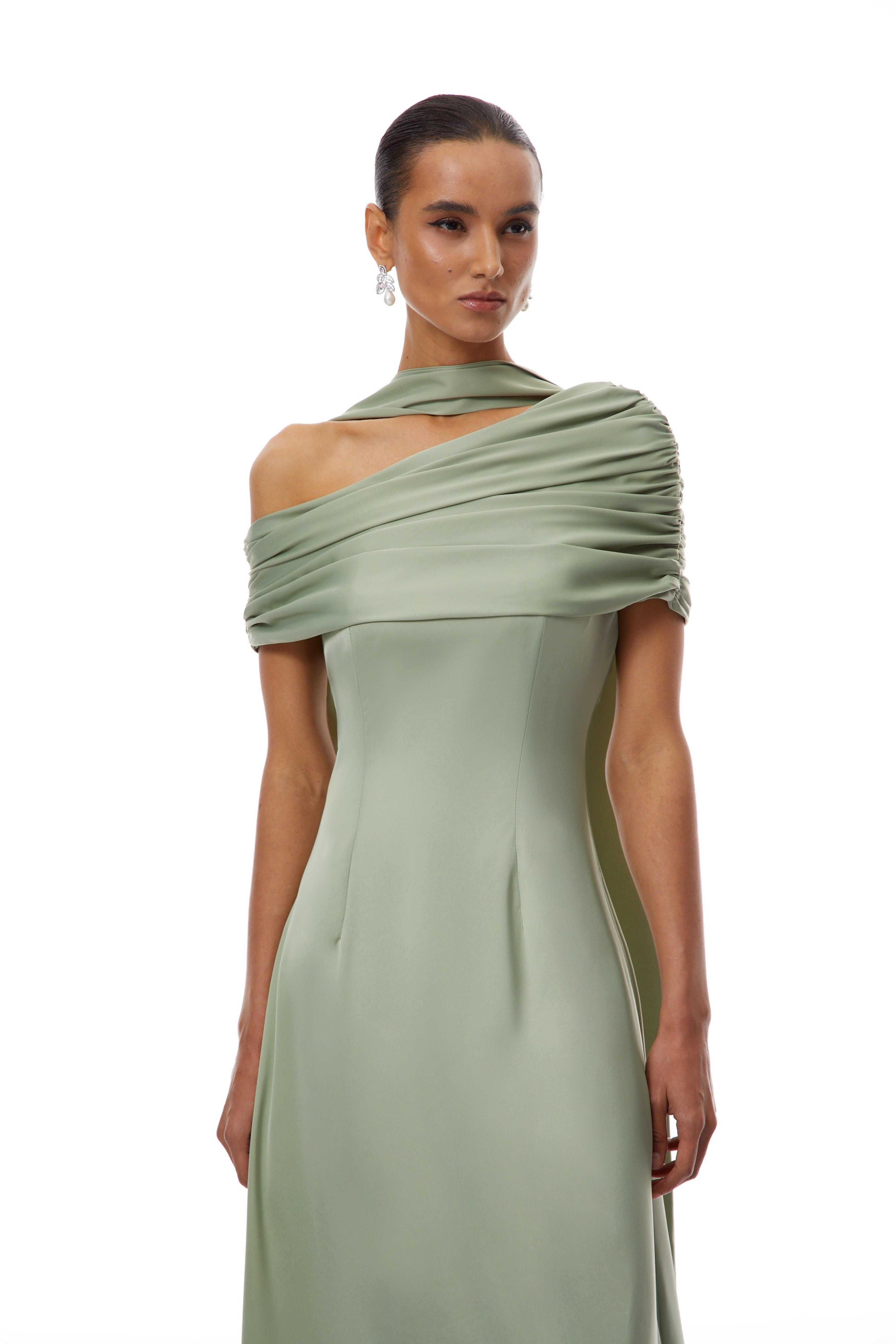 Benedetta Green One Shoulder Satin Maxi Dress – Miss Rosier