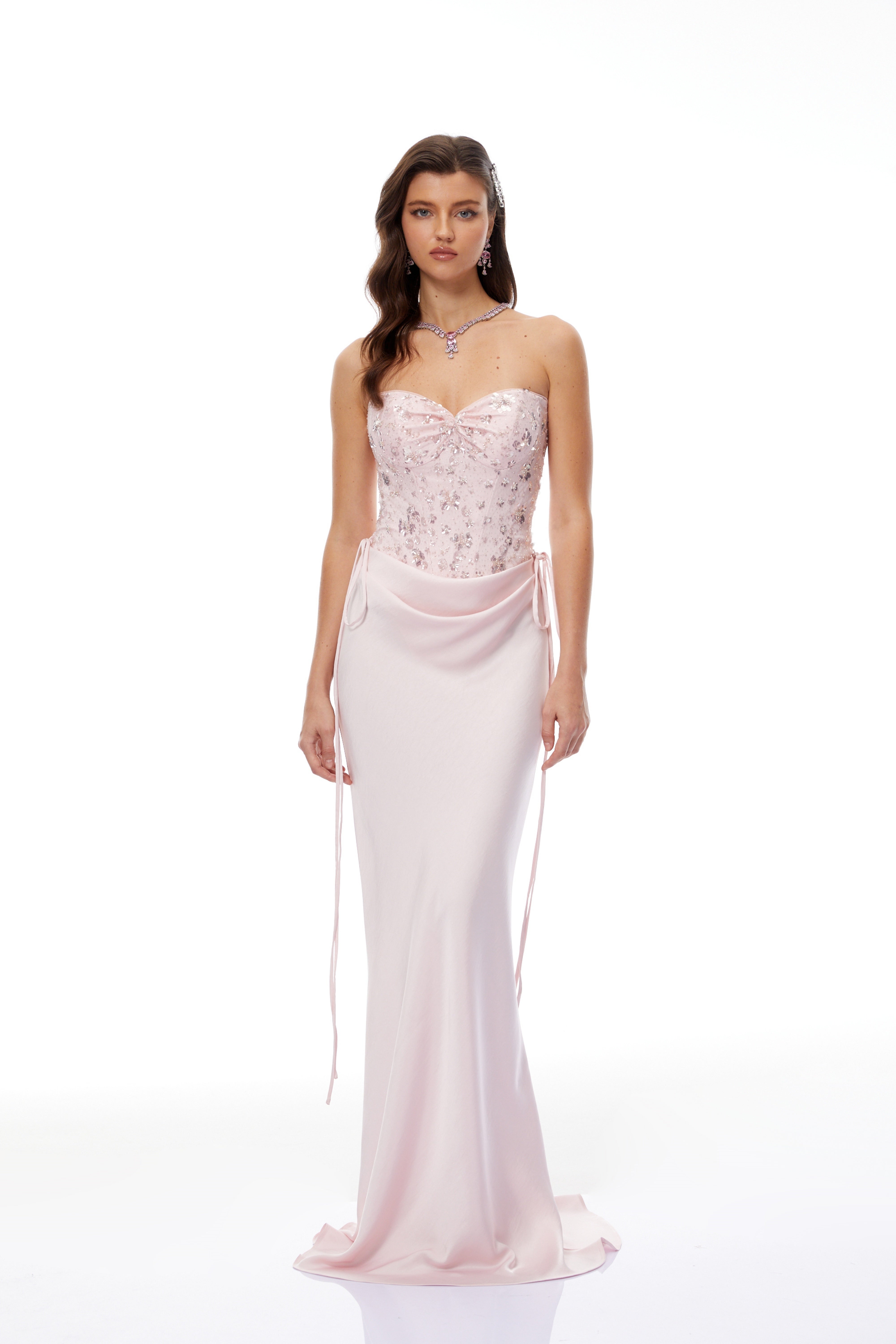 Teodora Pink Corseted Bodysuit & Satin Skirt Set – Miss Rosier
