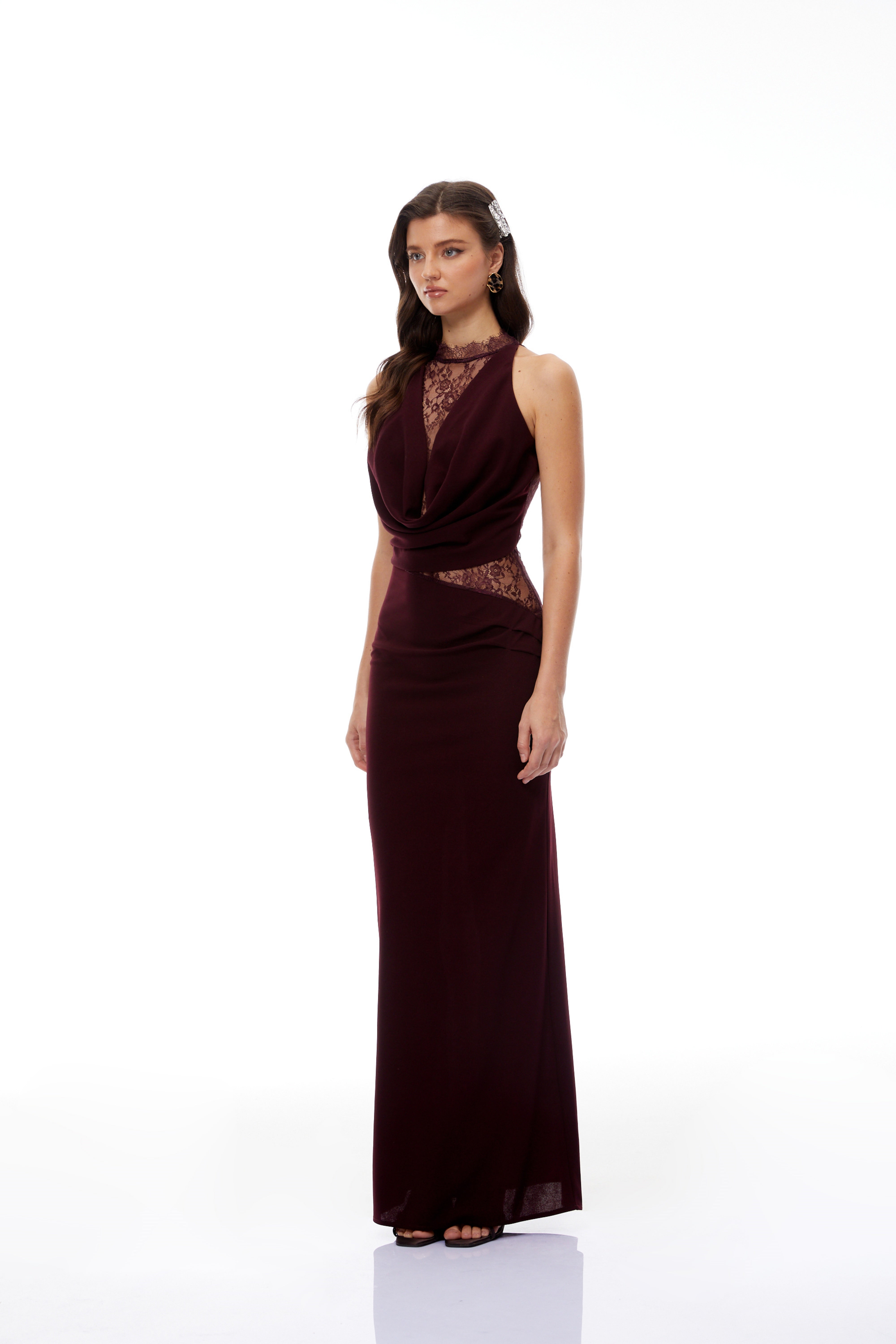 Burgundy Lace Maxi Dress