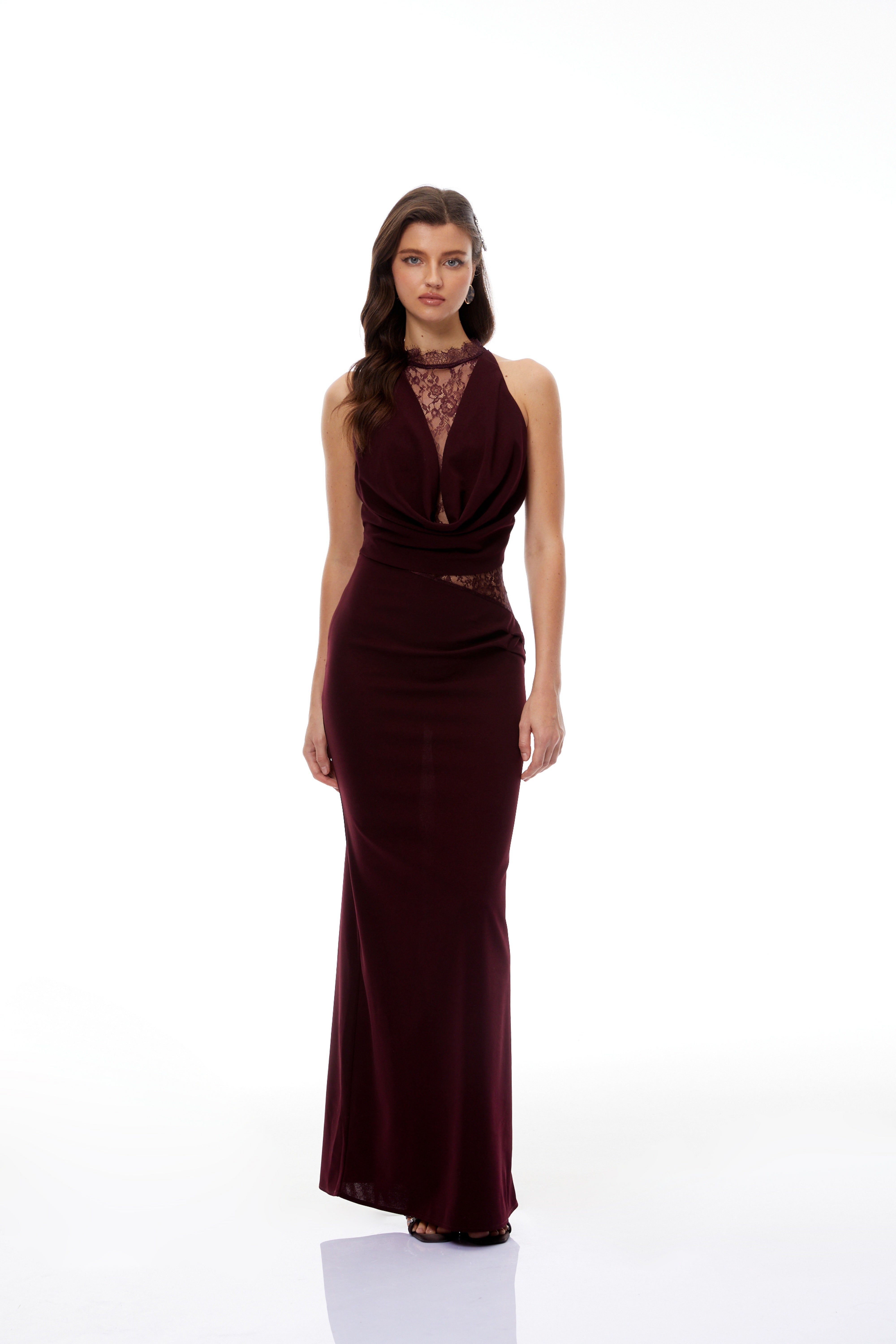 Burgundy Lace Maxi Dress