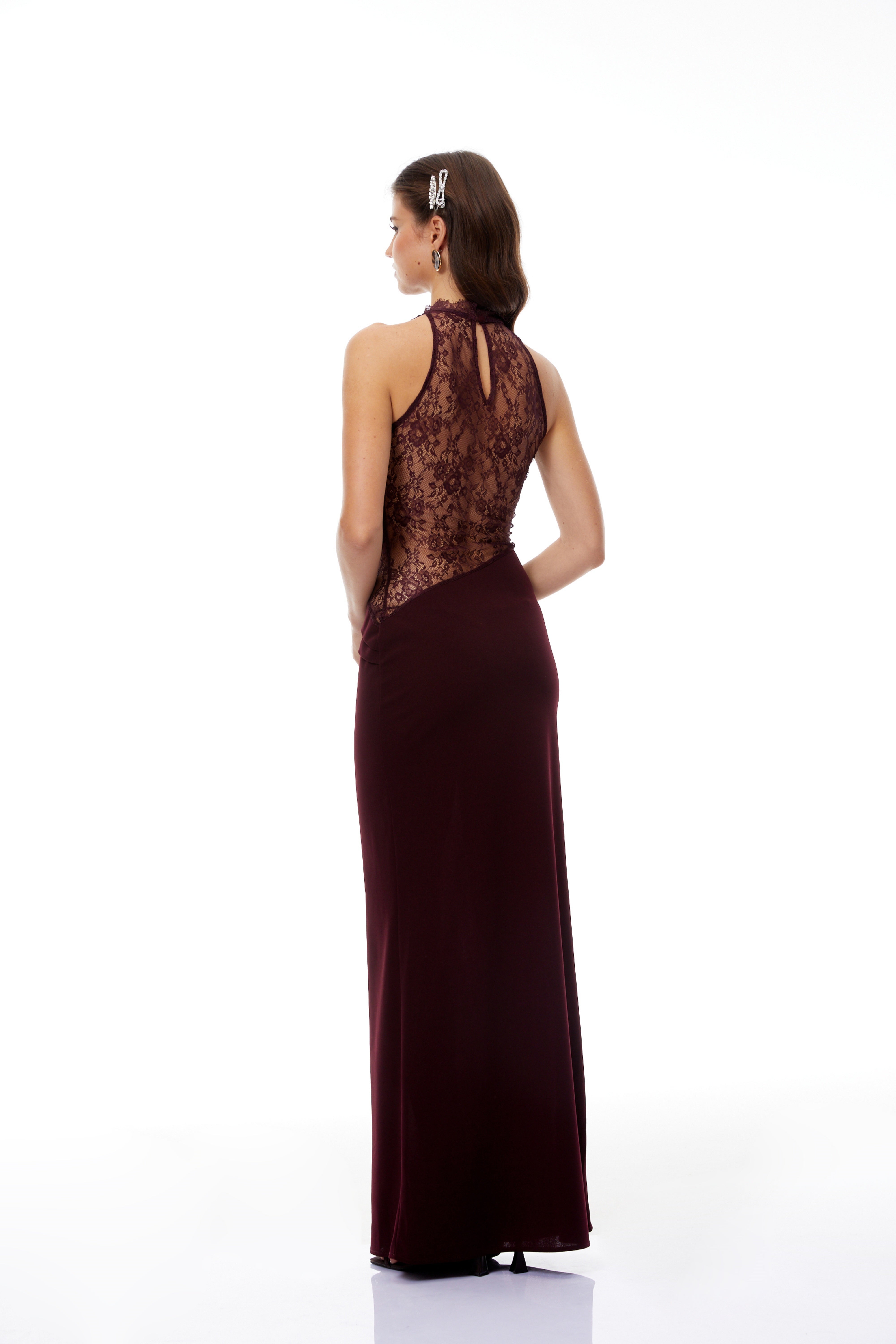 Burgundy Lace Maxi Dress
