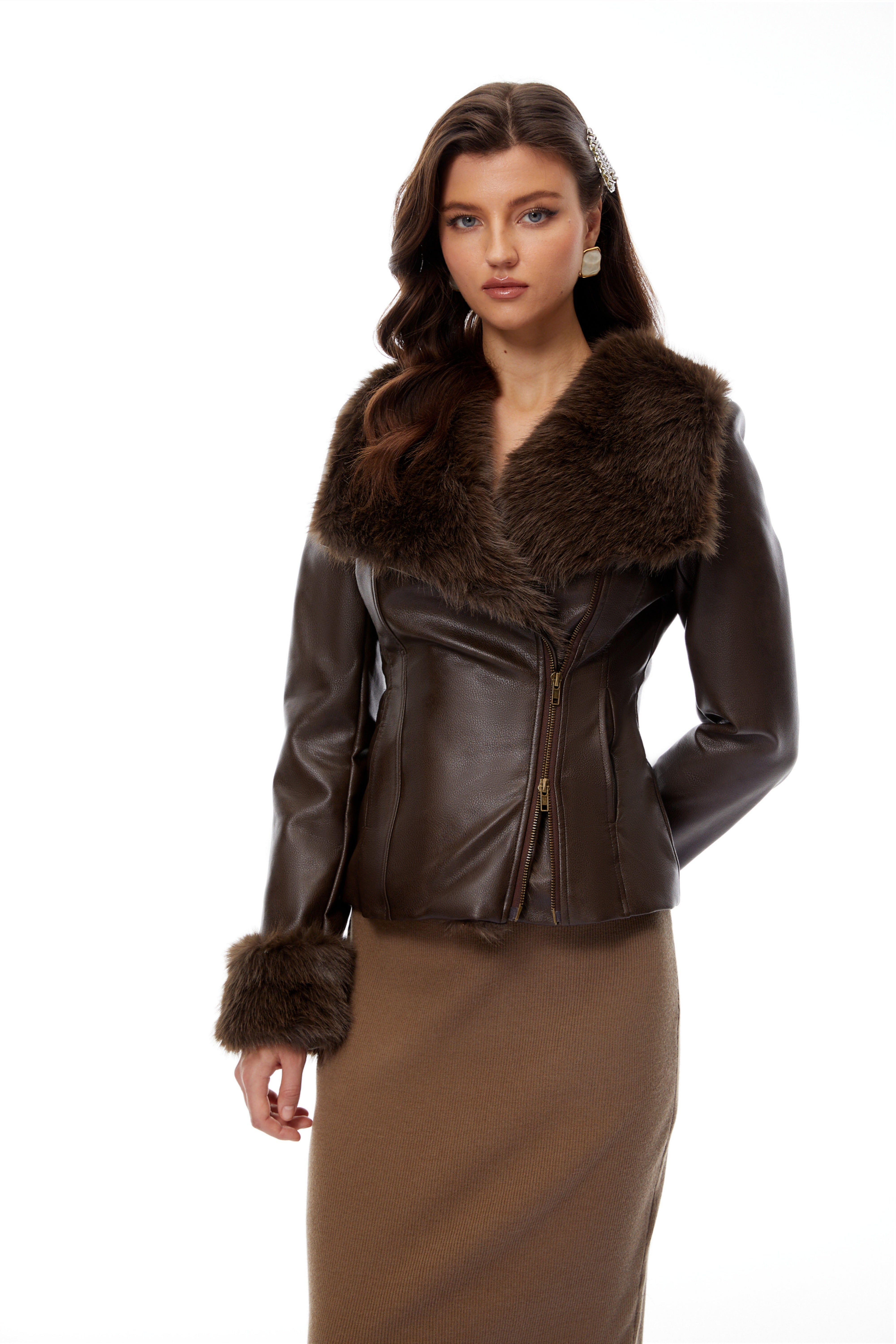 Faux Fur Leather Jacket