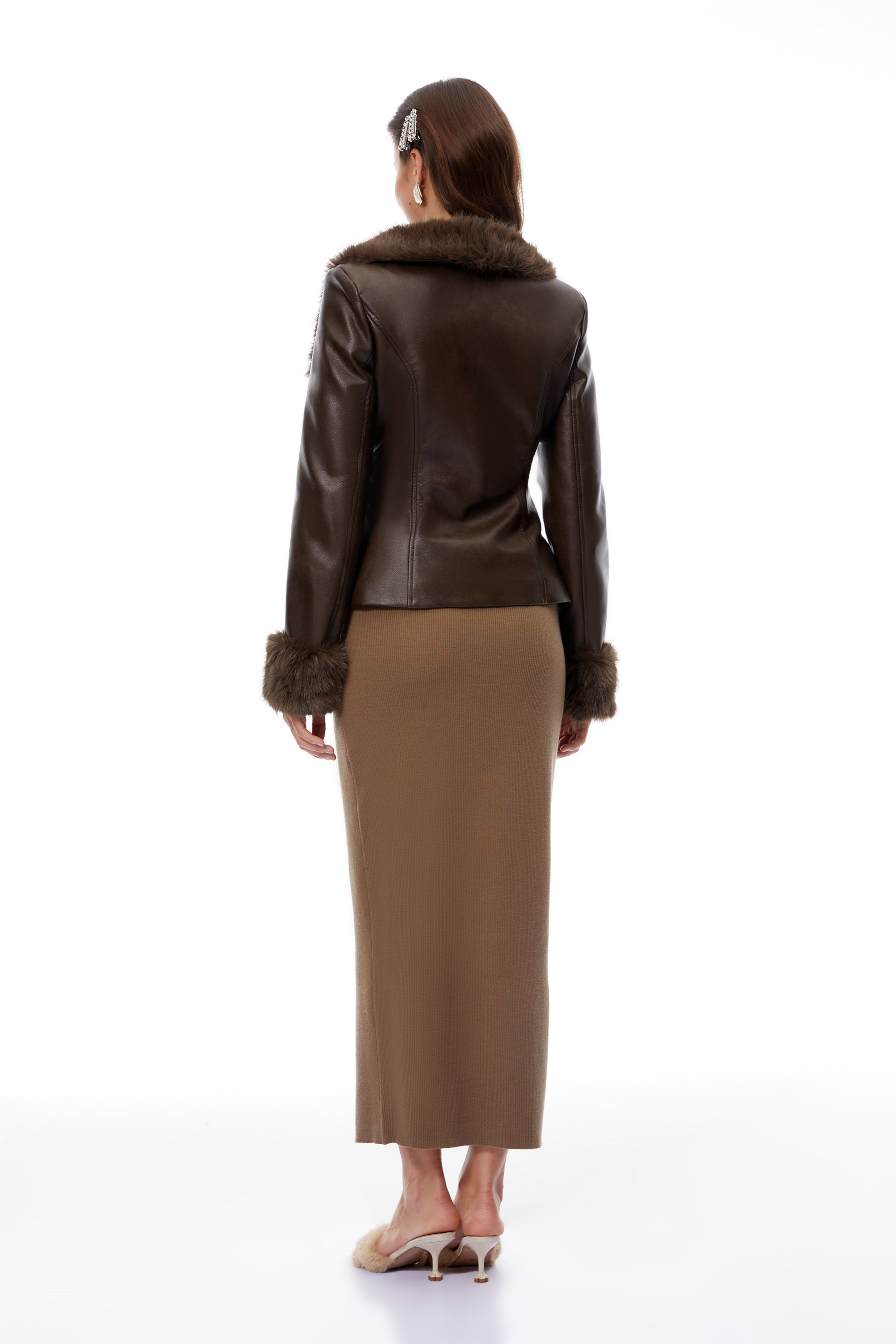 Faux Fur Leather Jacket