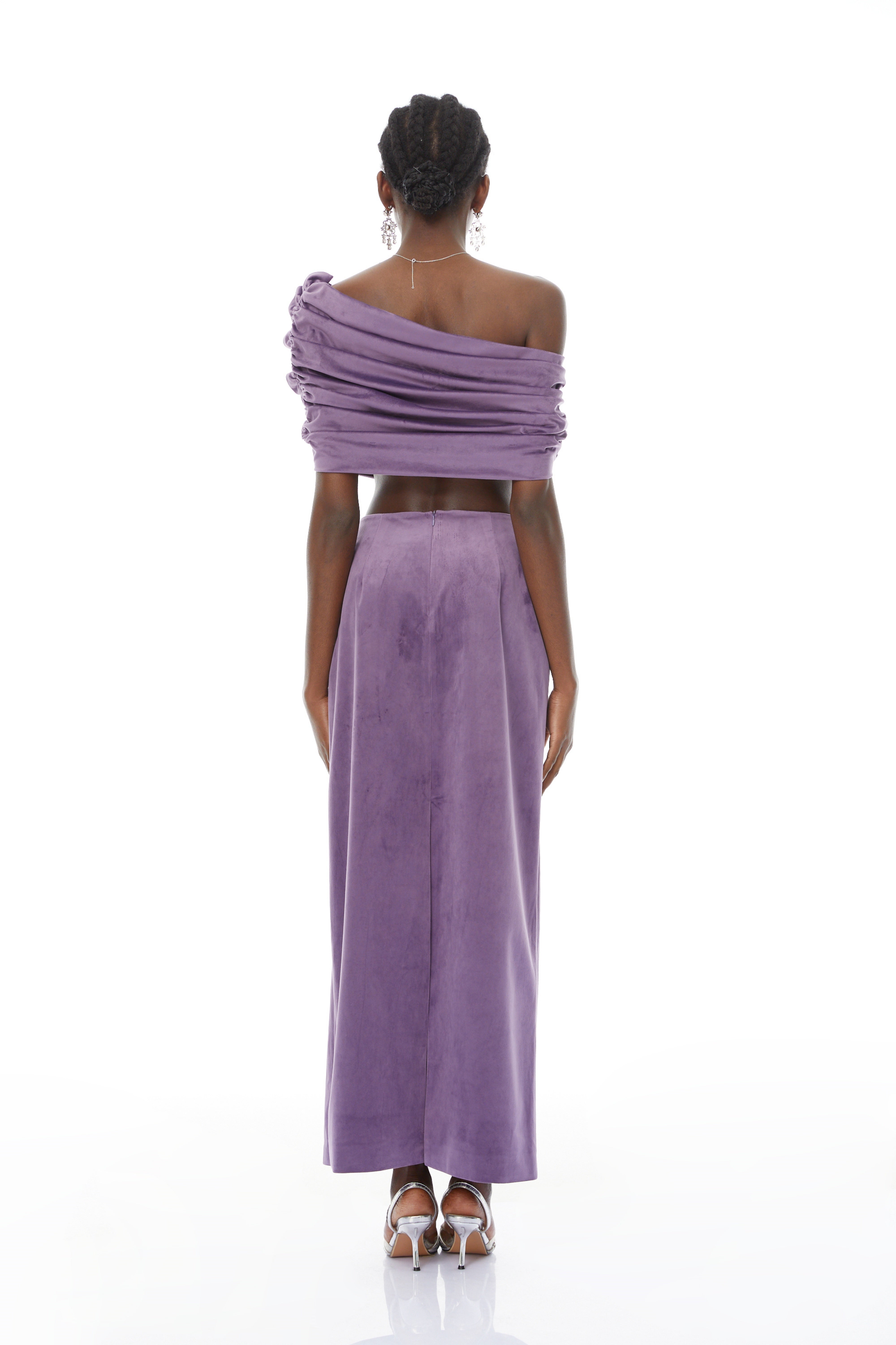 Frederica Purple Asymmetrical Velvet Top & Skirt Set – Miss Rosier