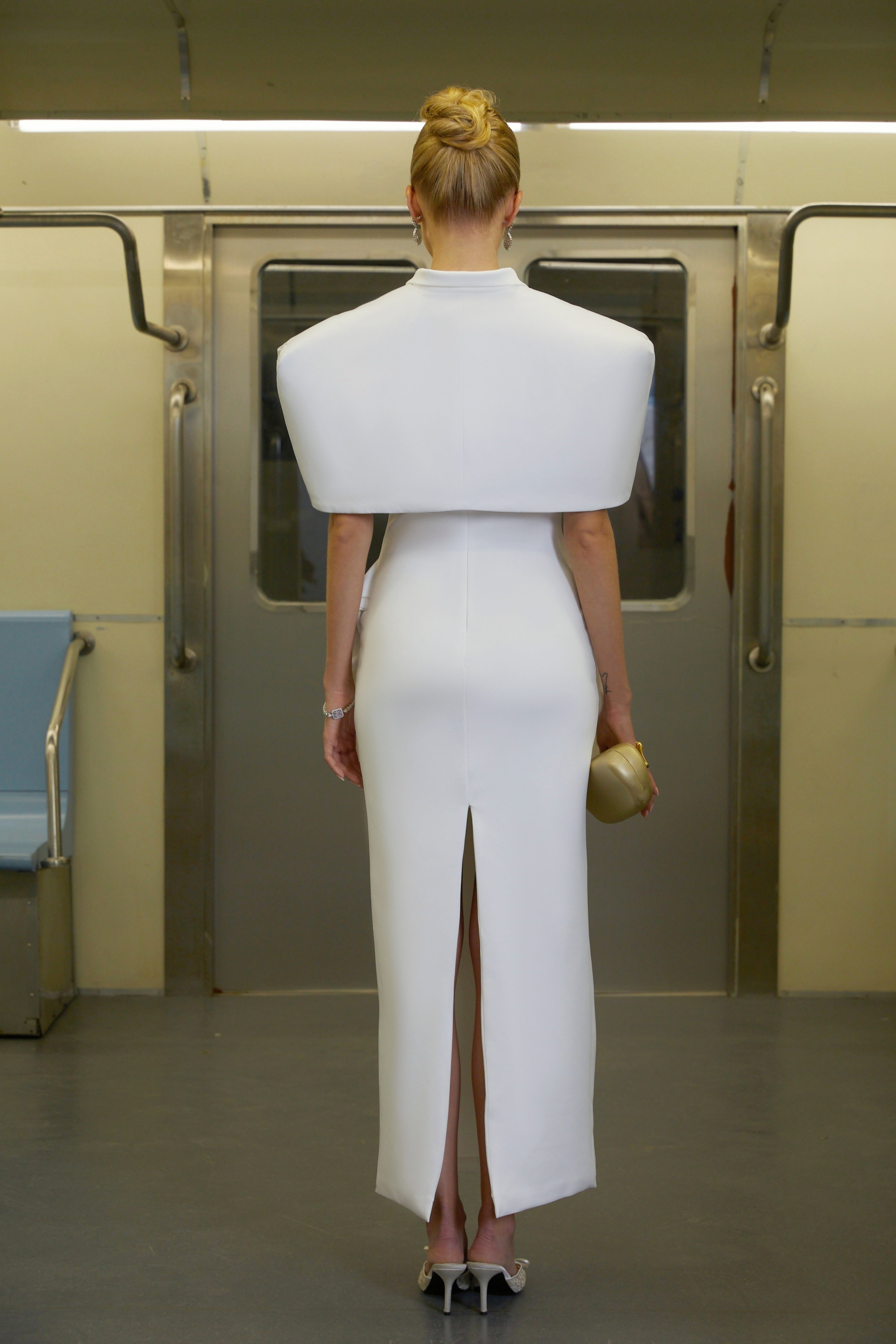 White Structured Cape & Corset Dress Set