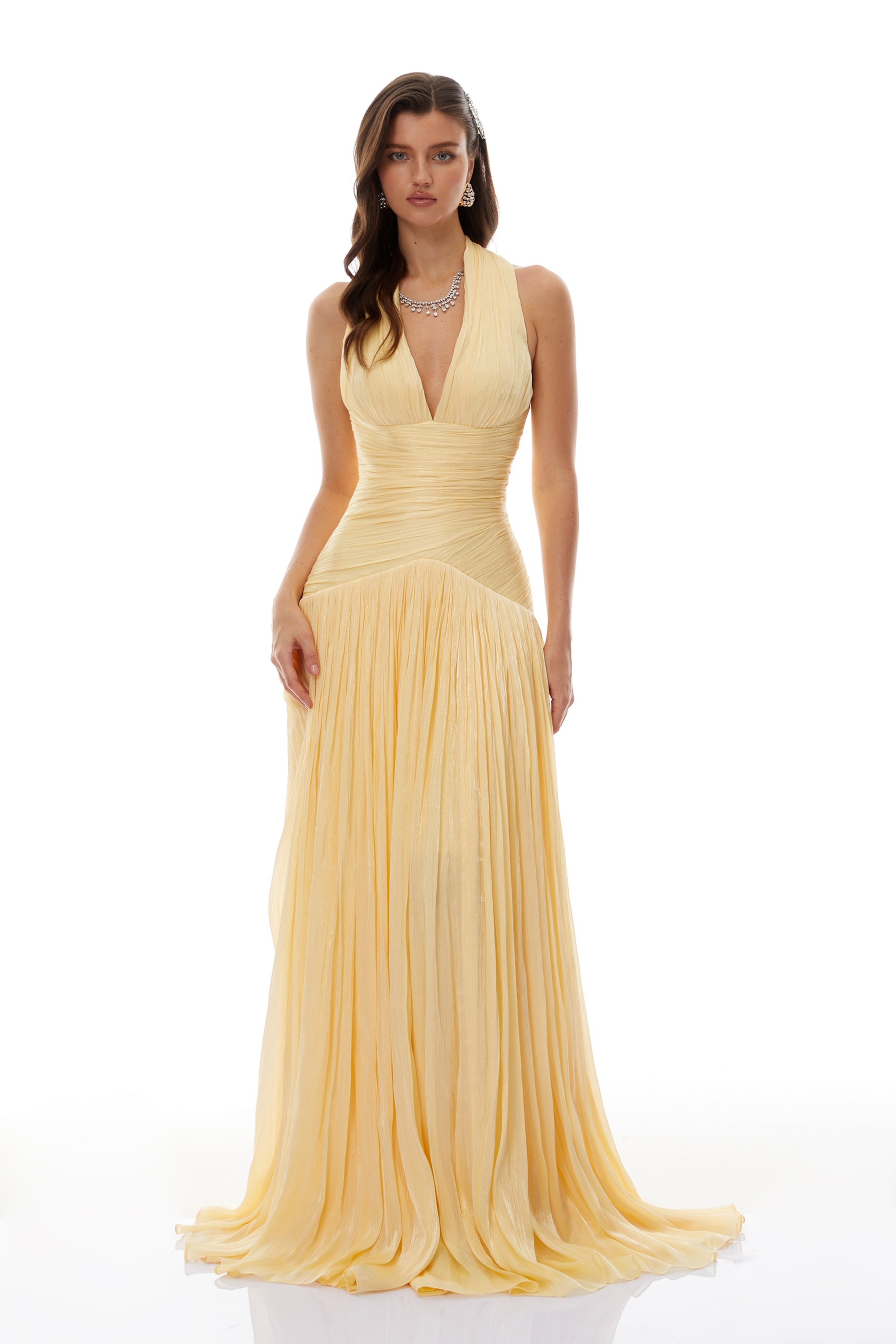 Yellow Gathered Maxi Dress