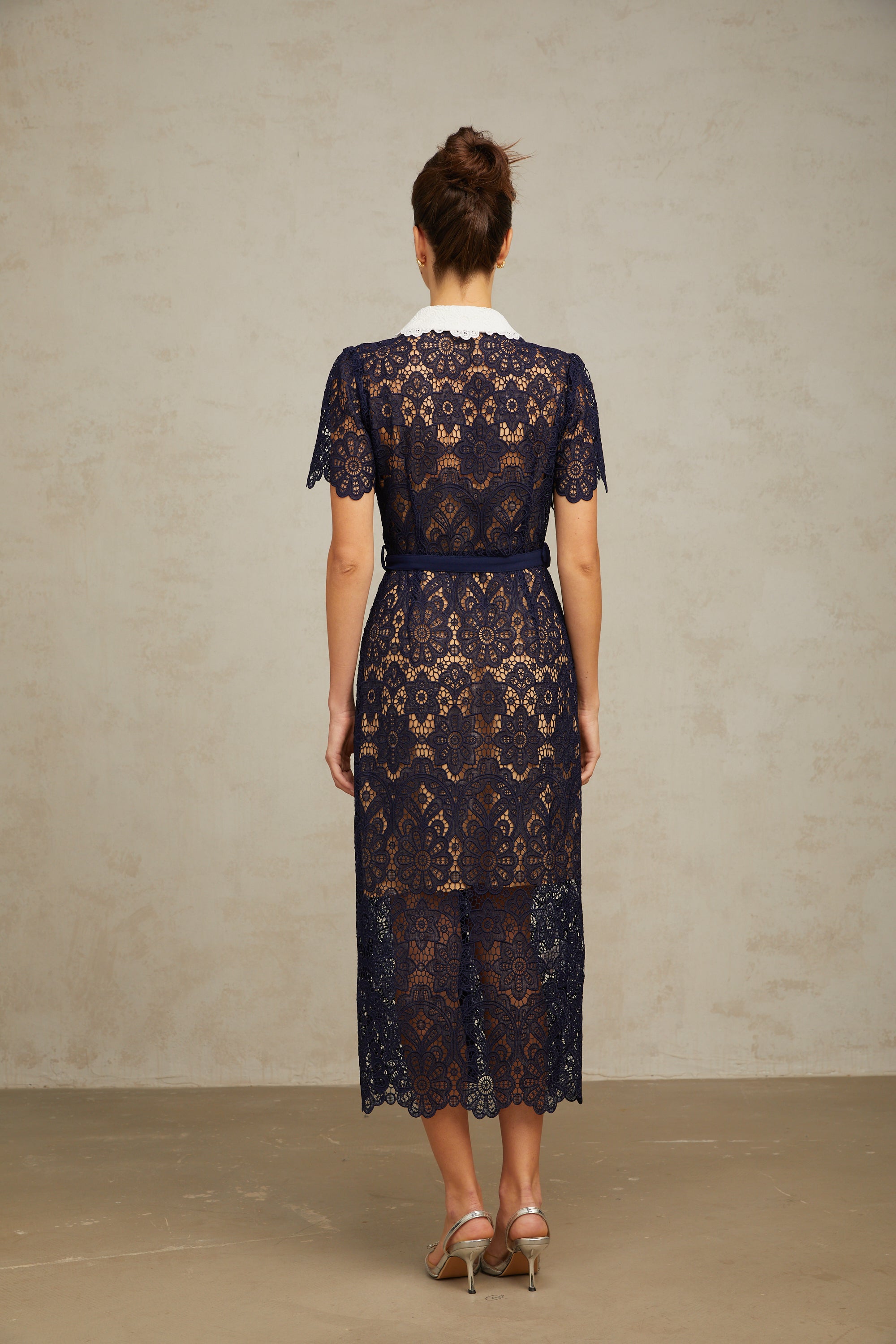 Ariane Navy Crochet-lace Midi Dress – Miss Rosier - Women's Online