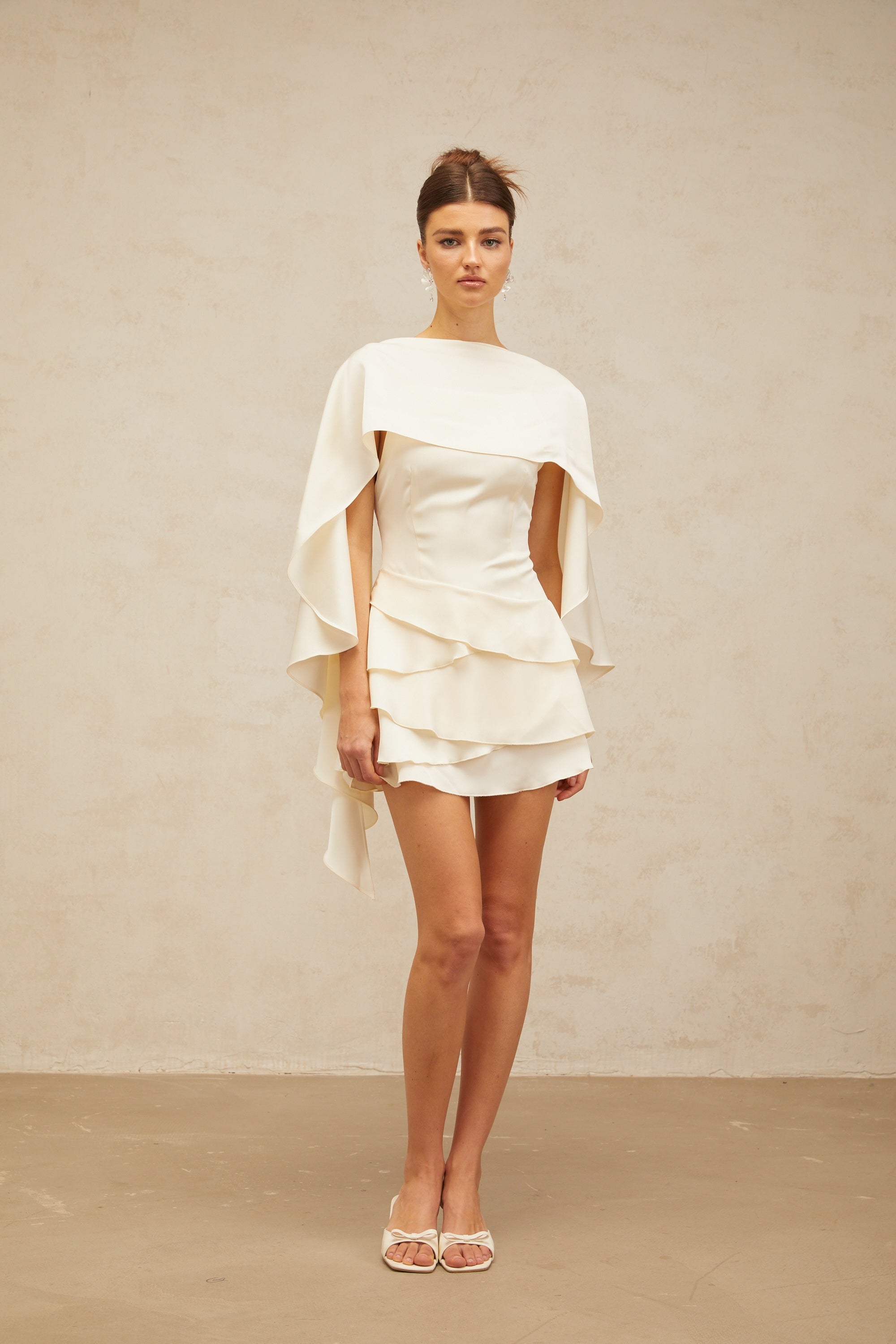 Ruffled Satin Mini Dress