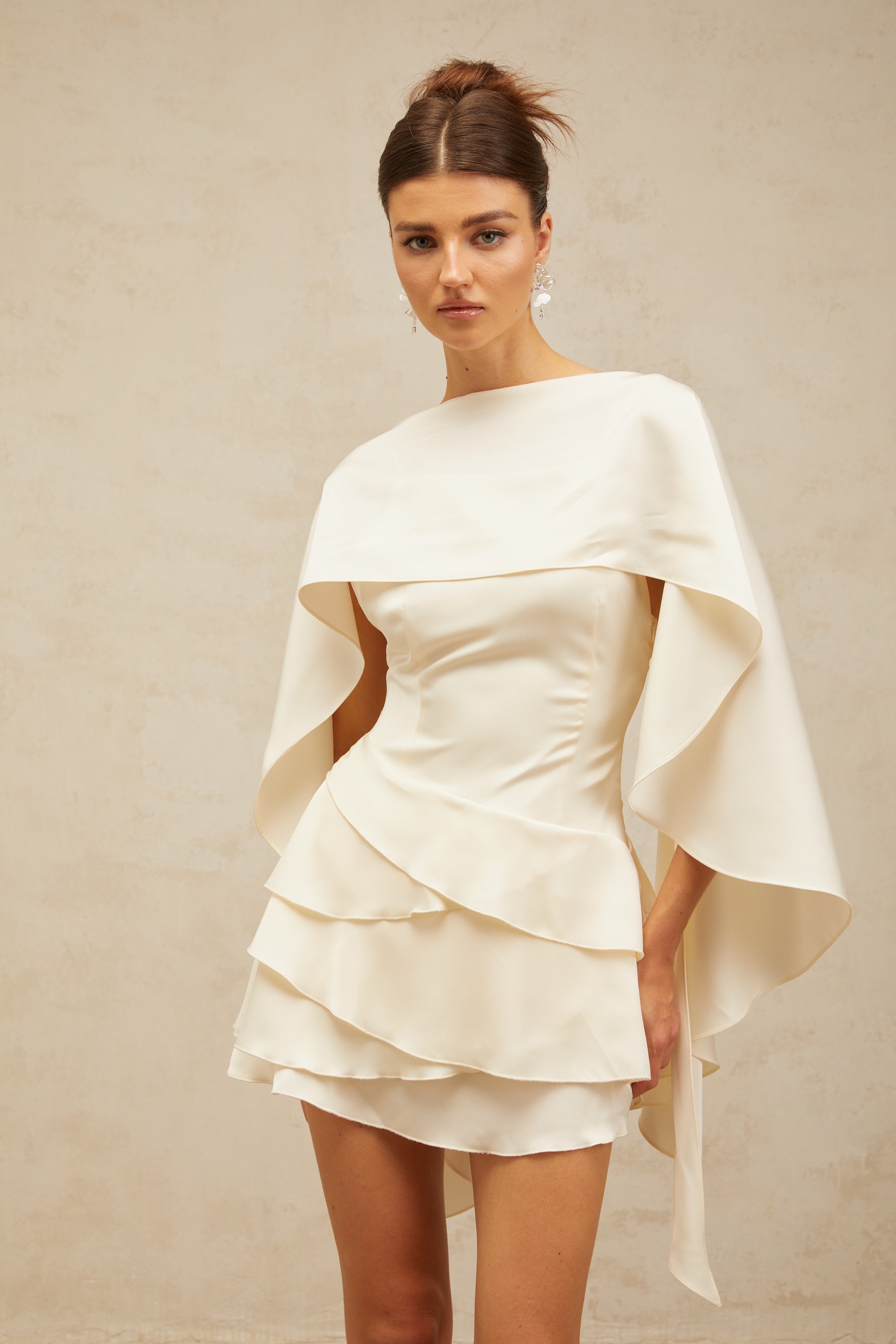 Ruffled Satin Mini Dress