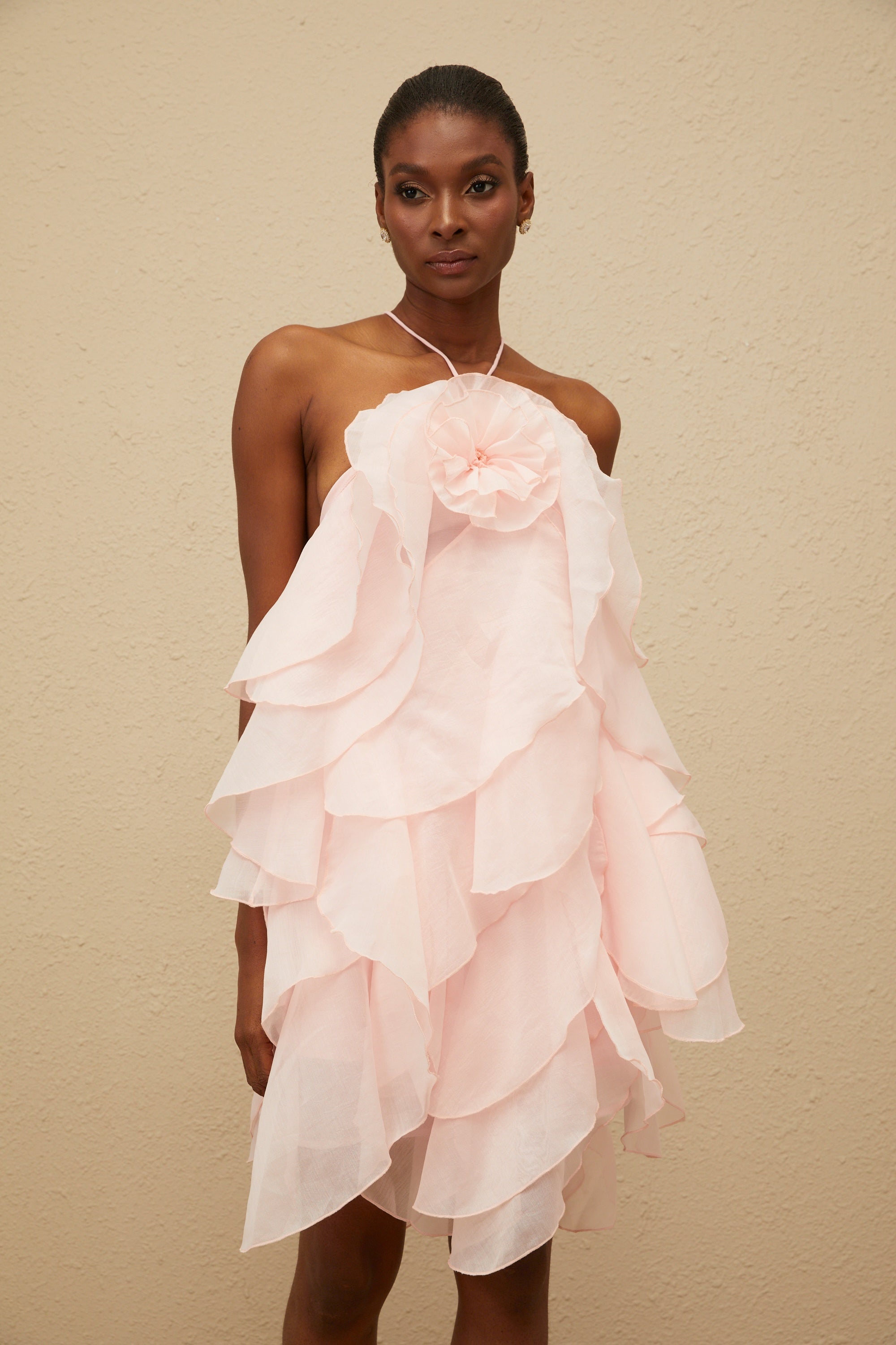 Lucie Pink Tiered Ruffled Mini Dress – Miss Rosier - Women's