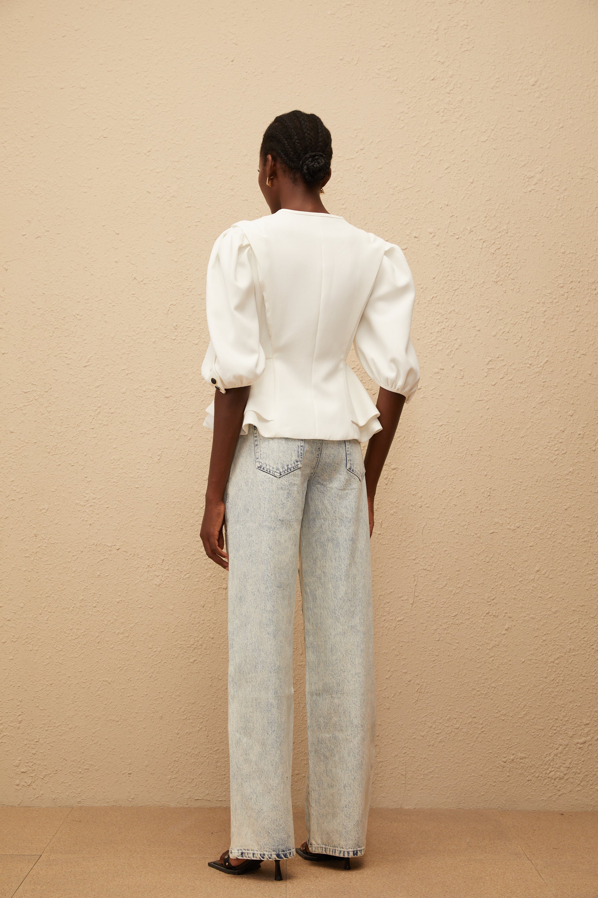 Gwenaëlle White Peplum Waist Blouse – Miss Rosier - Women's Online
