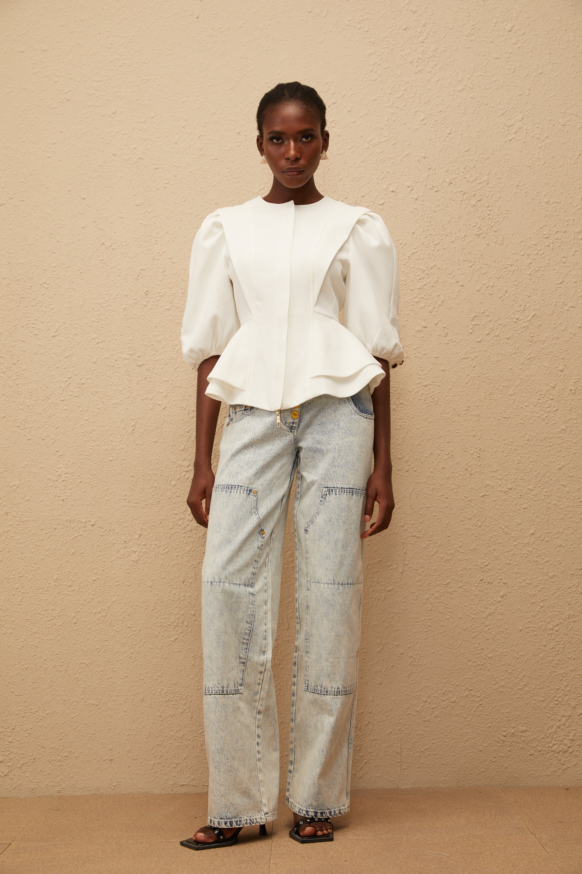 Gwenaëlle White Peplum Waist Blouse – Miss Rosier - Women's Online
