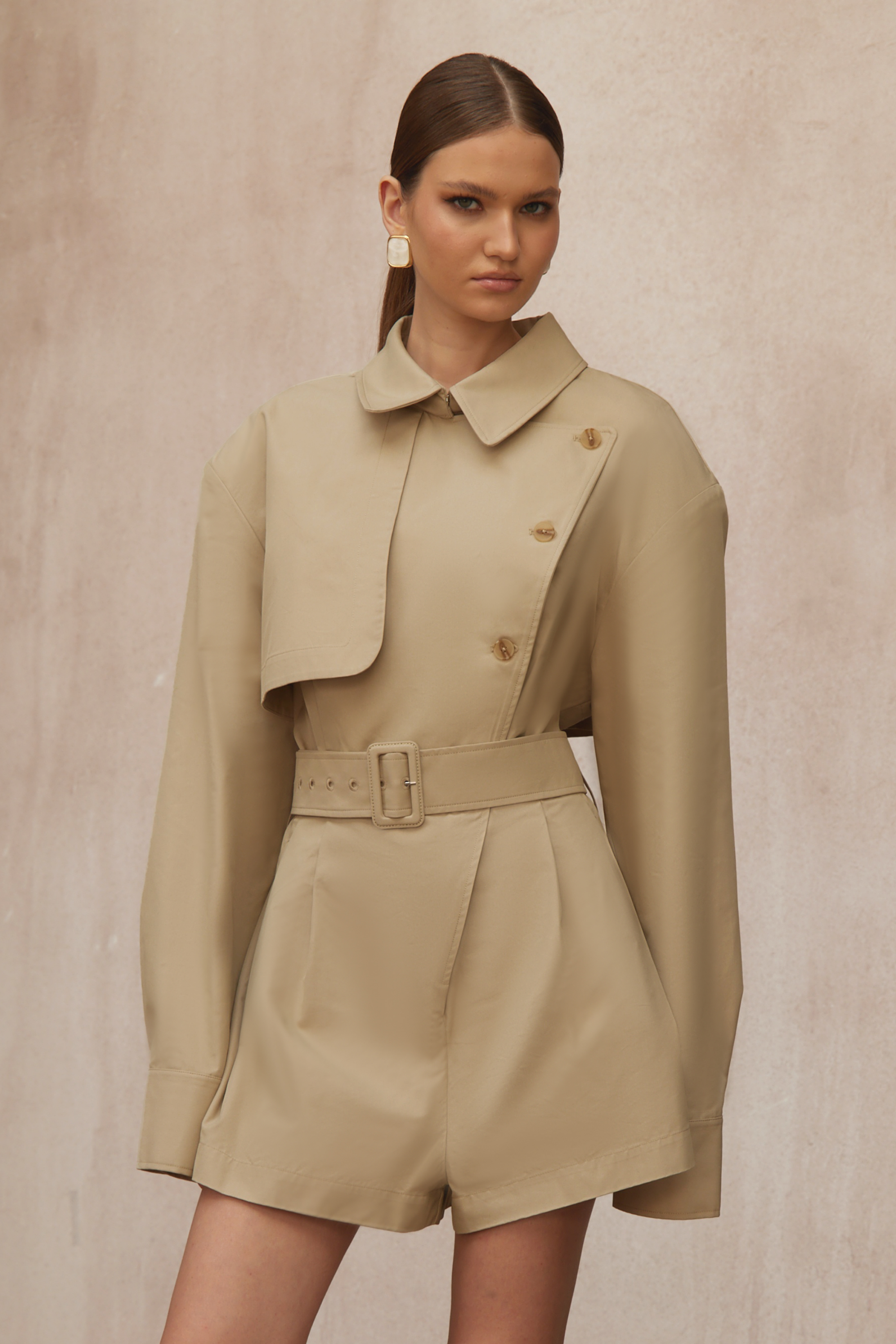 Asymmetrical Trench Style Playsuit