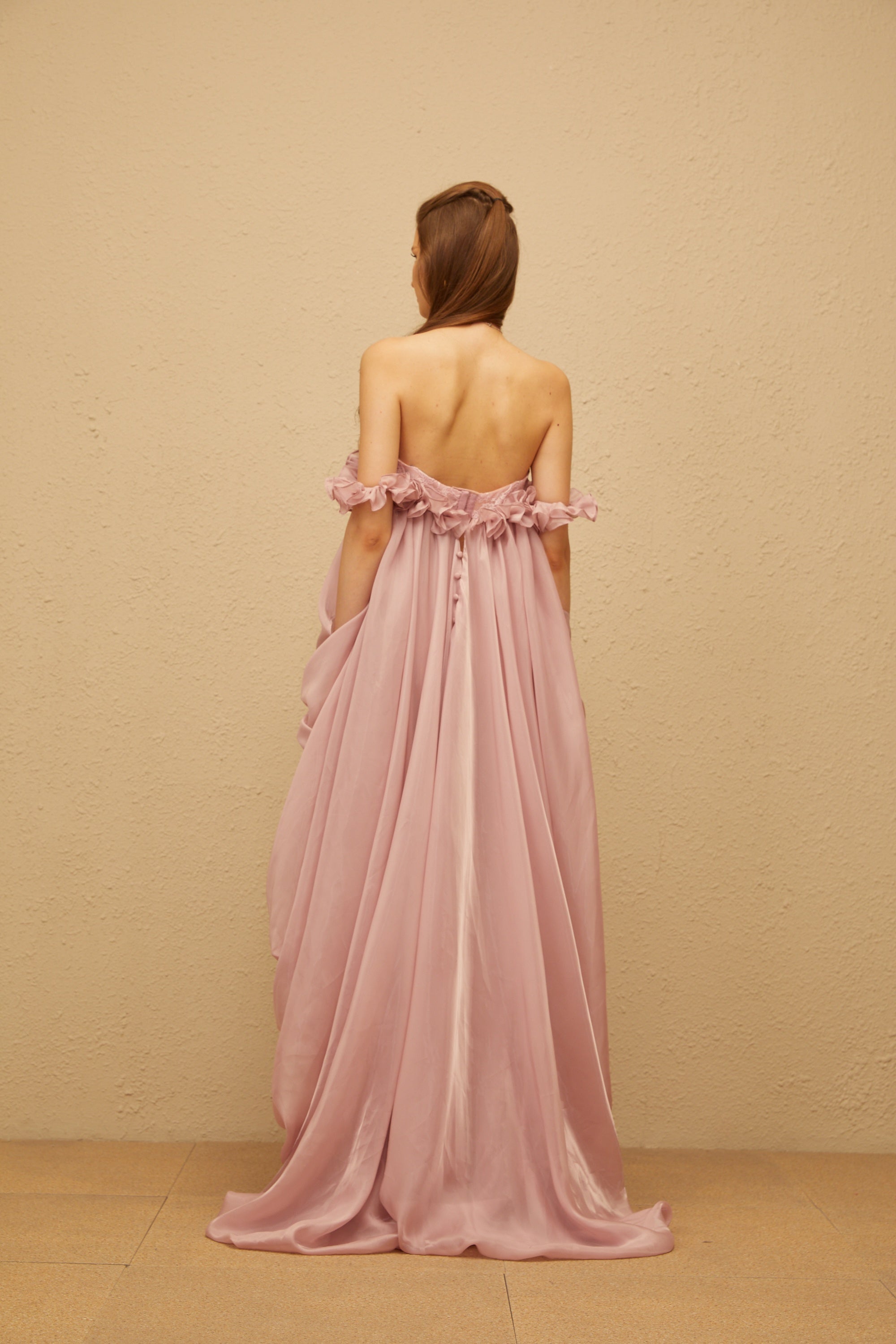 Pink Glossy Bubble Hem Mini Dress